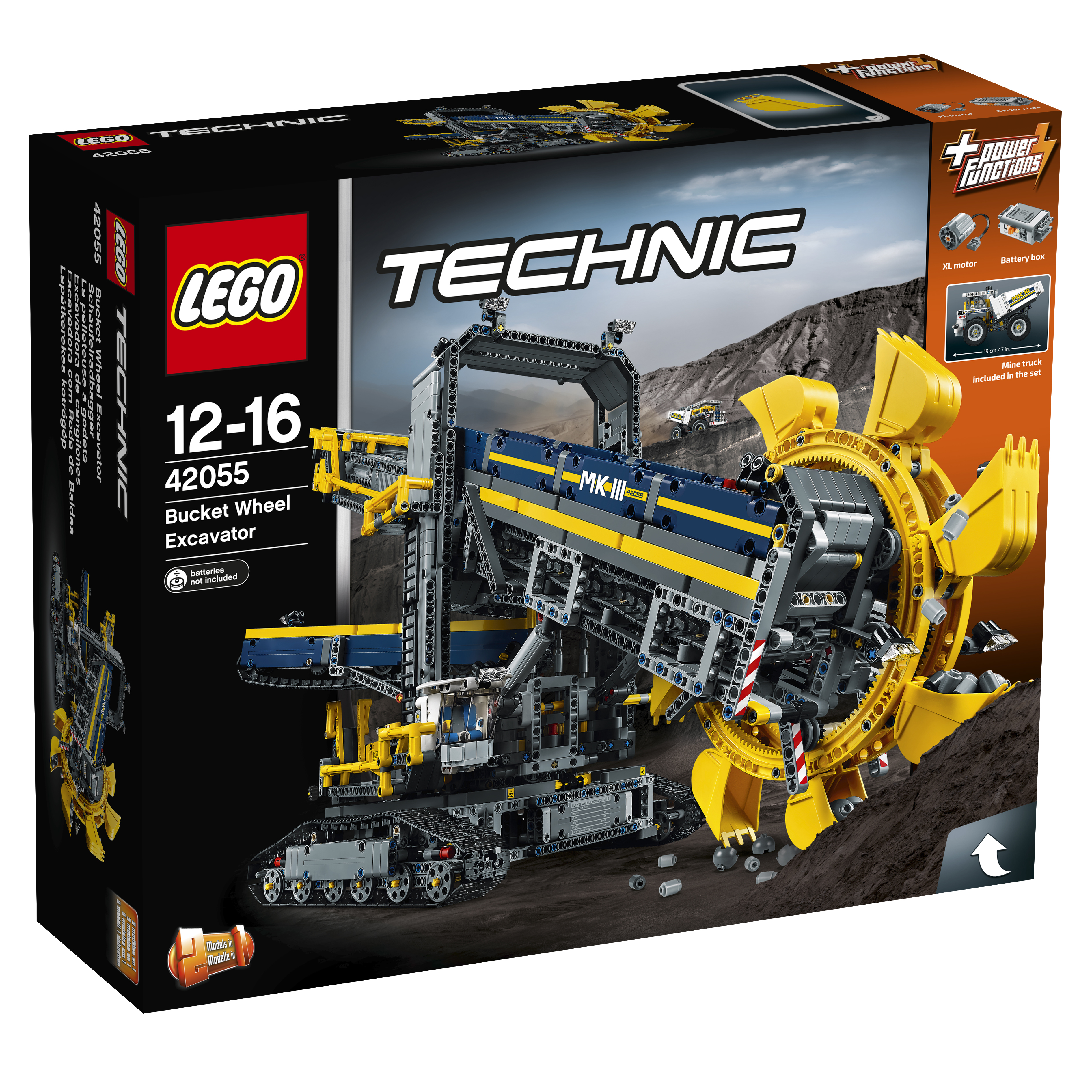 Pudełko zestawu Lego Technic Koparka kołowa, z dużym pojazdem górniczym.