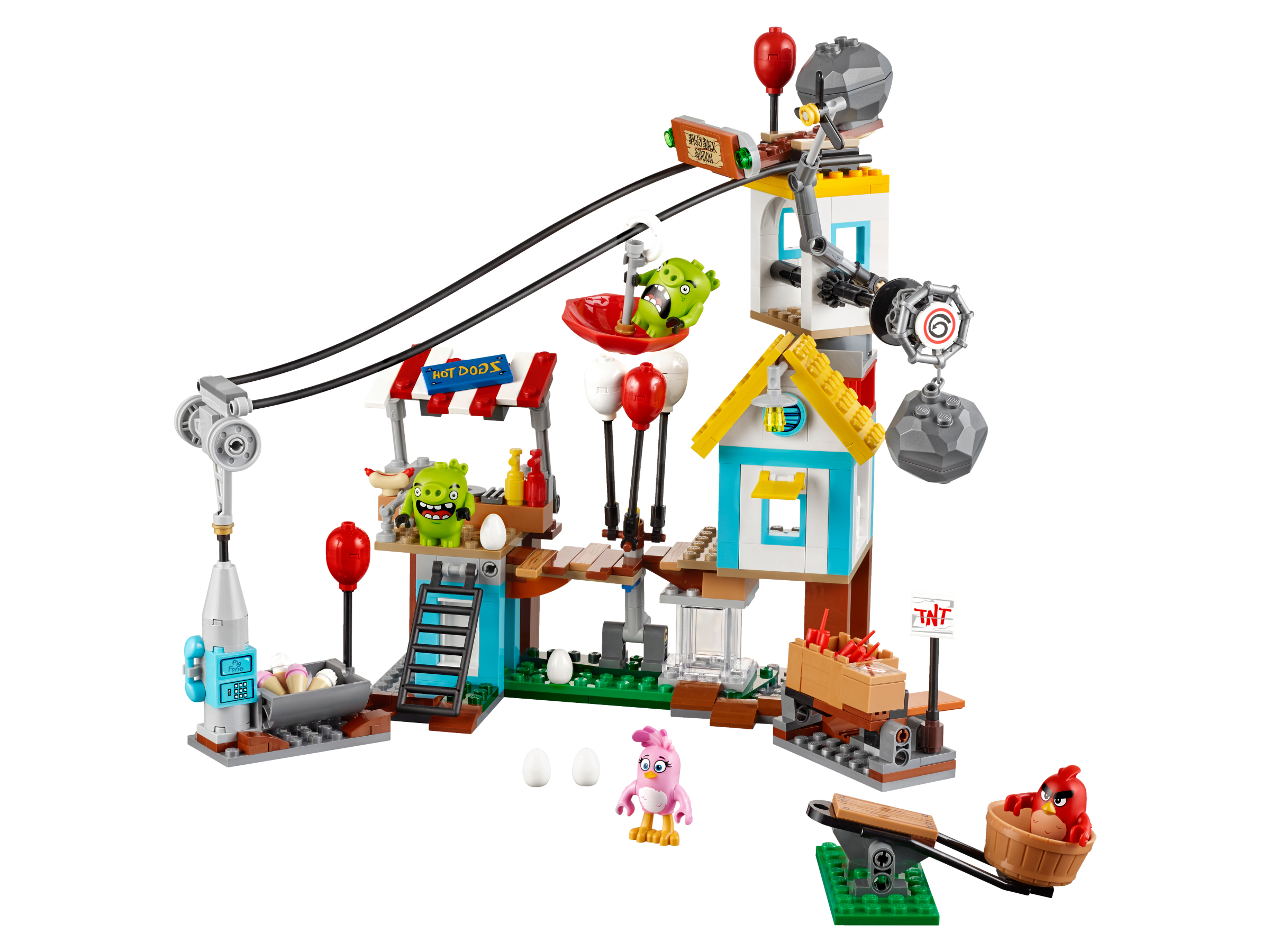LEGO Angry Birds set: a structure with Angry Birds characters and elements.