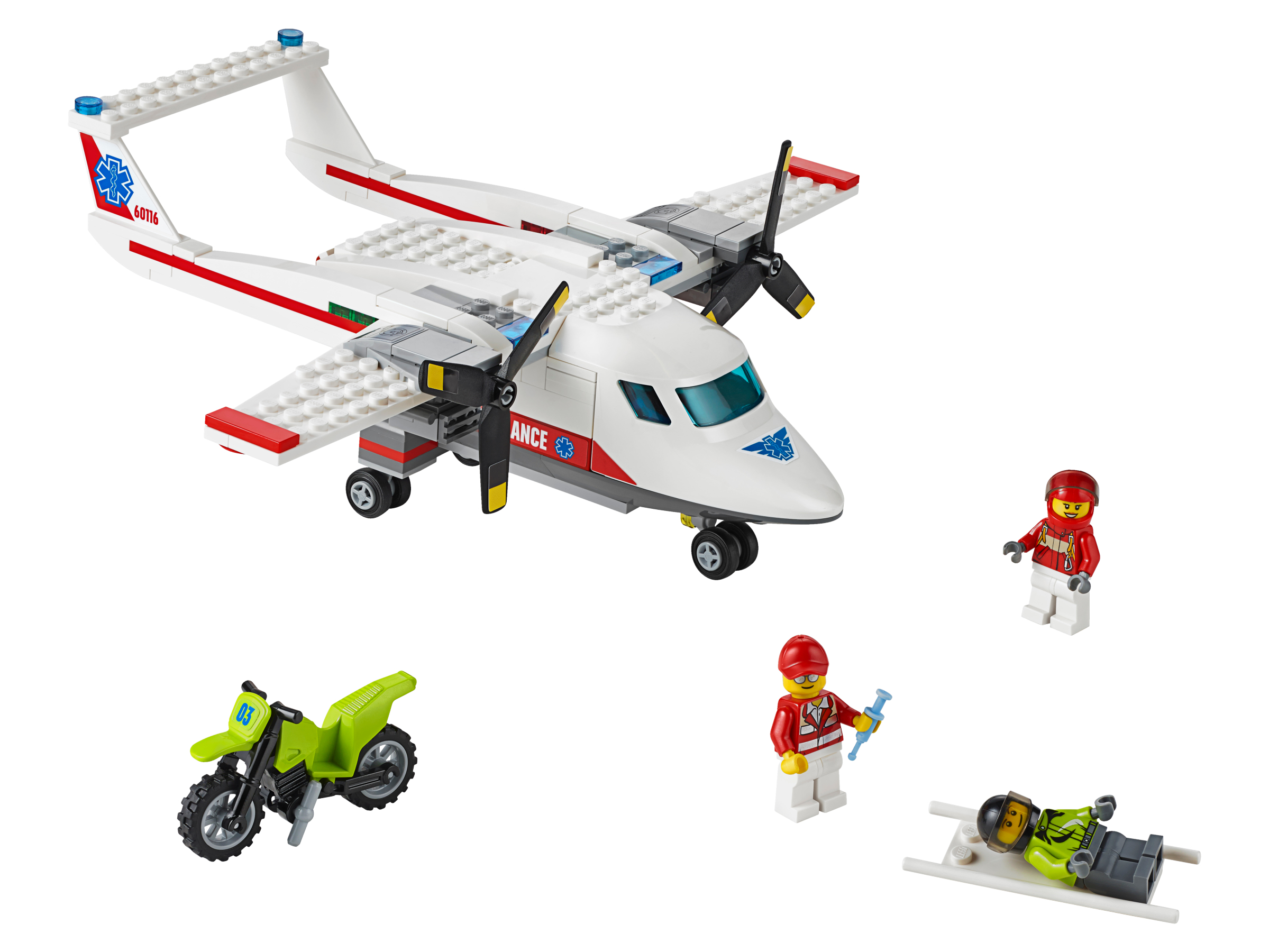 Zestaw LEGO City: Samolot ratunkowy z helikopterem i ratownikami medycznymi.