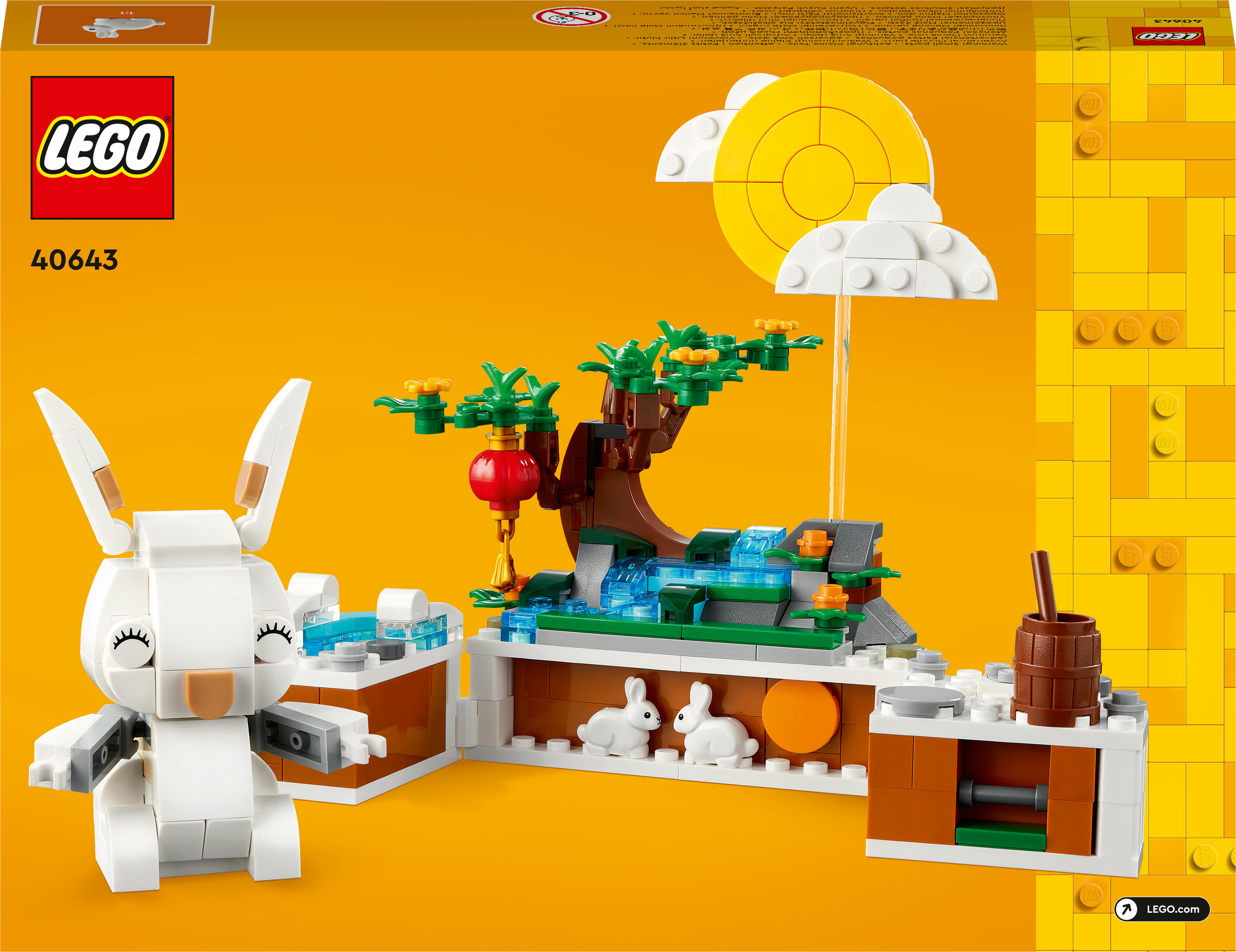 Scatola LEGO con un coniglio, un albero e altri elementi del capodanno lunare.