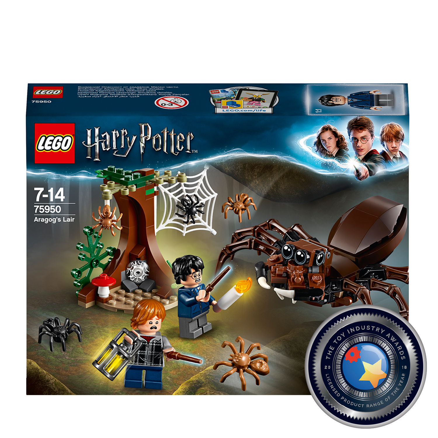 Pudełko Lego Harry Potter: chatka Hagrida, Aragog, minifigurka Harry'ego Pottera. Pająki i las.