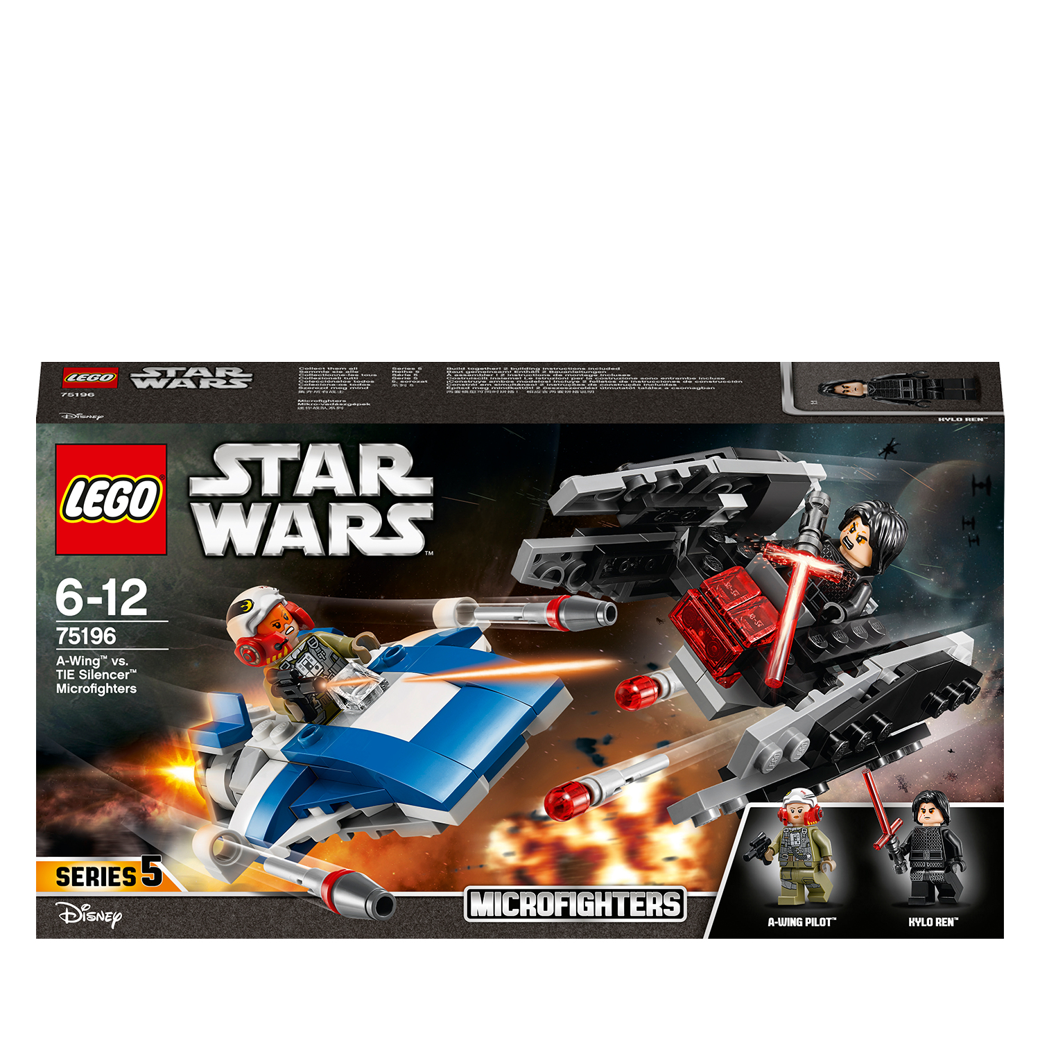 Zestaw Lego Star Wars Microfighters z dwoma małymi myśliwcami i dwiema minifigurkami.