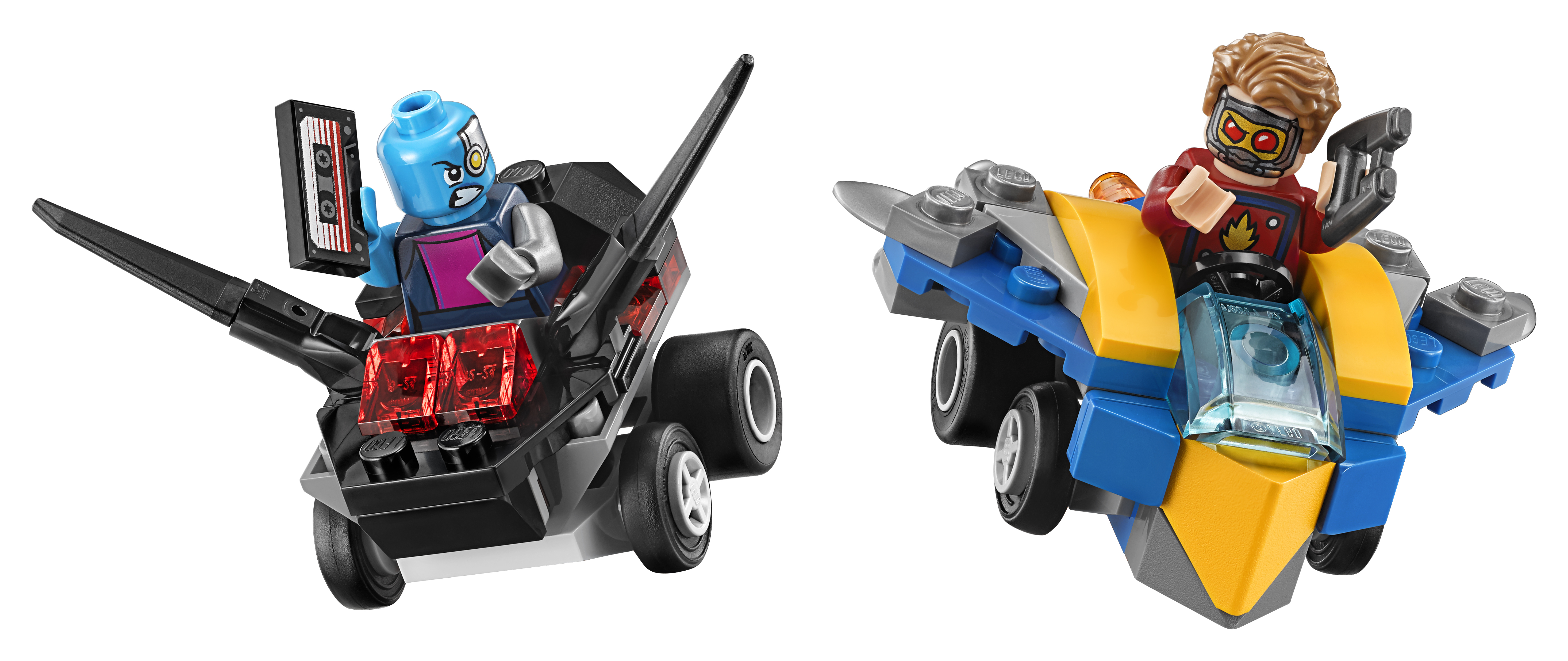 Zestaw Lego Strażnicy Galaktyki: dwa małe pojazdy z minifigurkami.