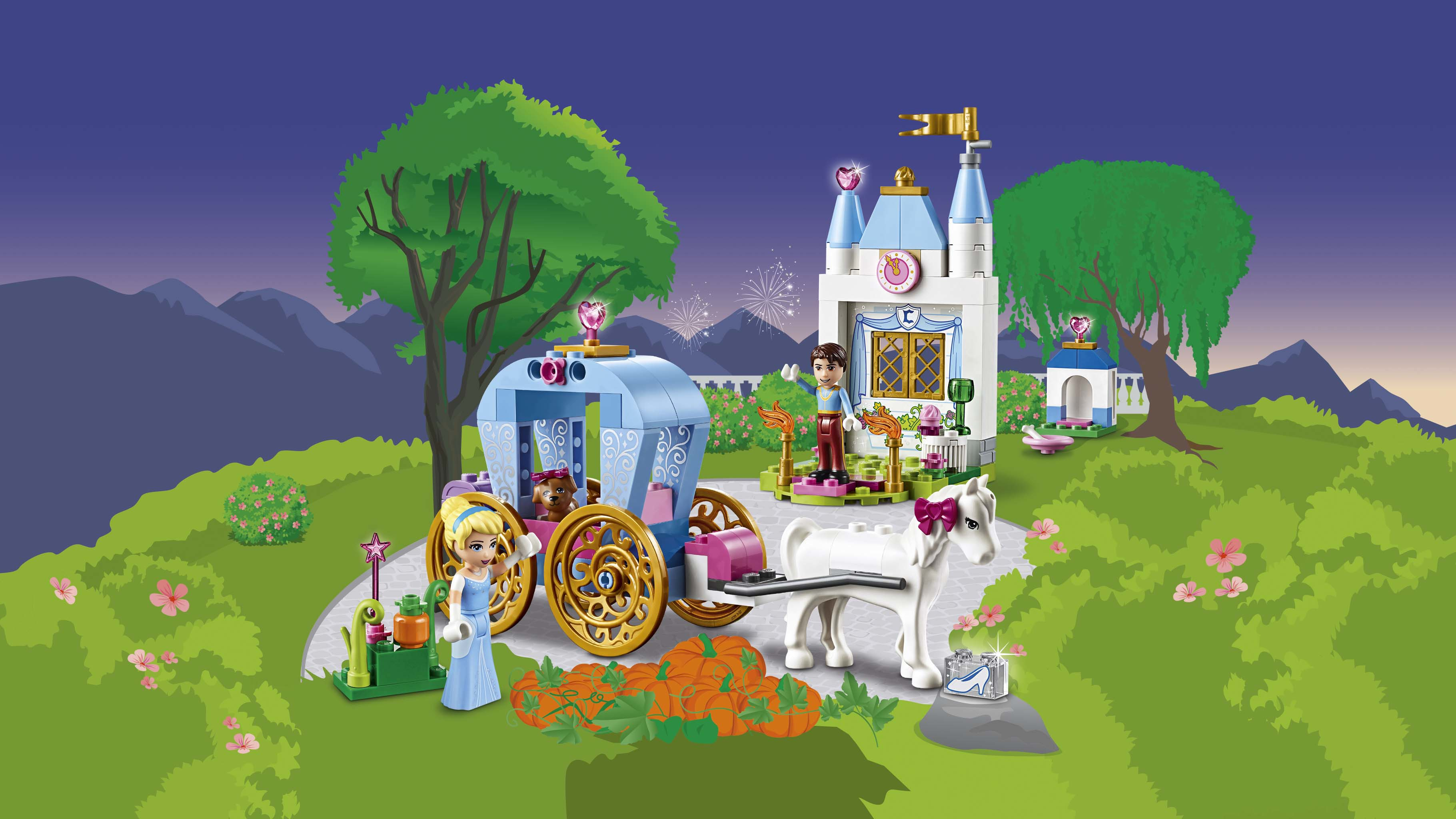 Lego Disney Princess seti. Külkedisi'nin arabası, şatosu ve karakterleri.