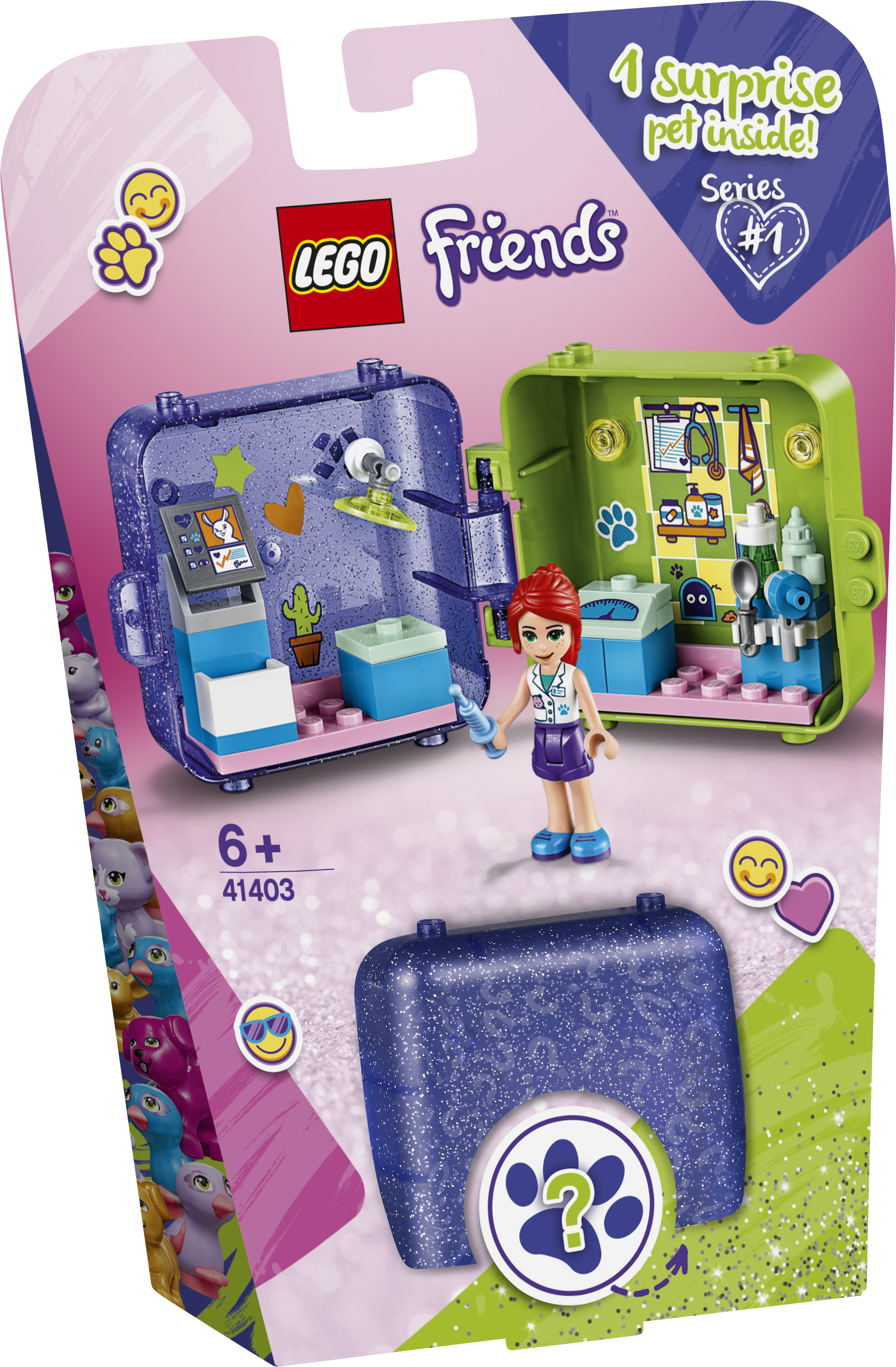 Set LEGO Friends. Clinica veterinaria in una valigia, con personaggio Mia e animale domestico.