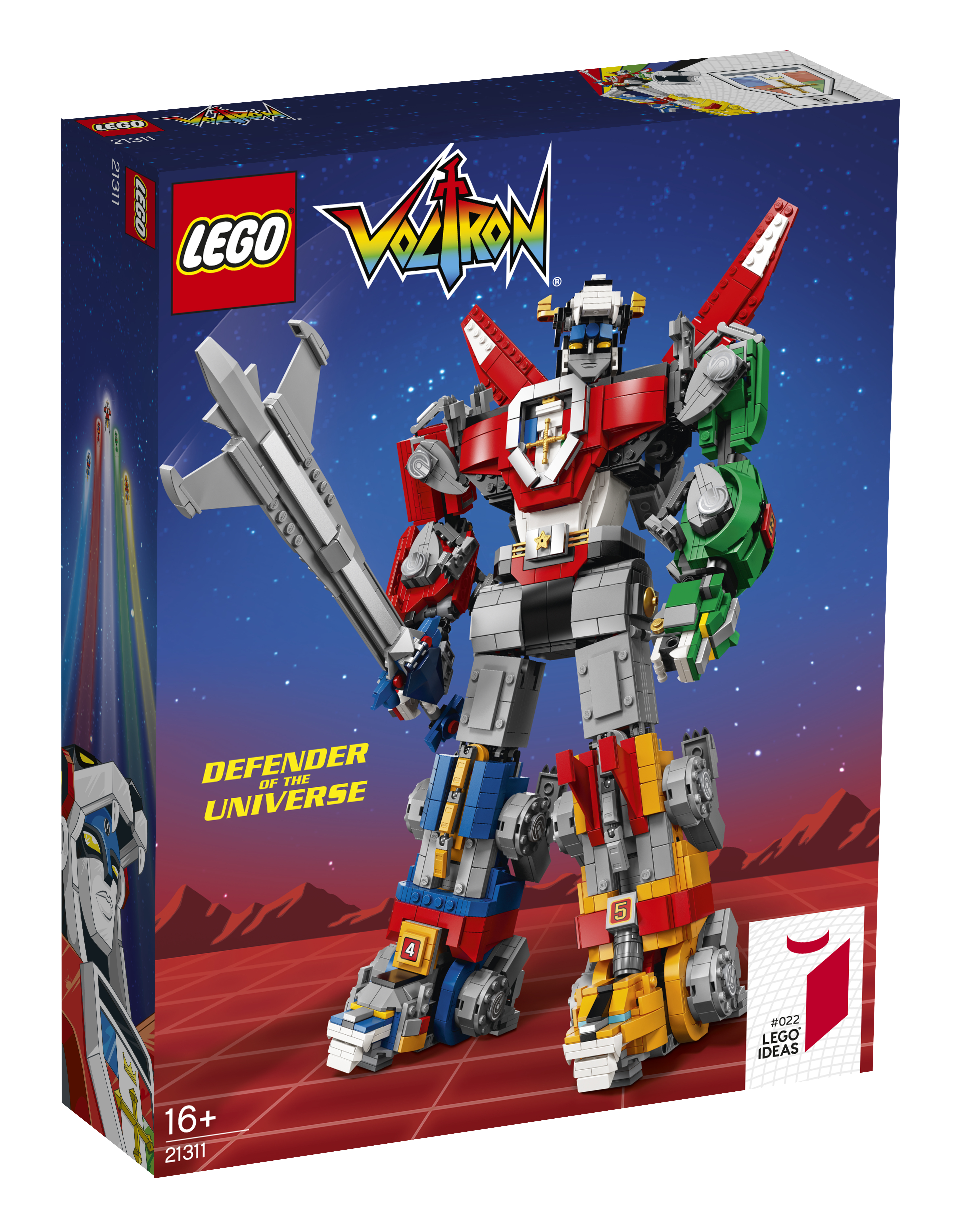 Zestaw LEGO Voltron z robotem na okładce.