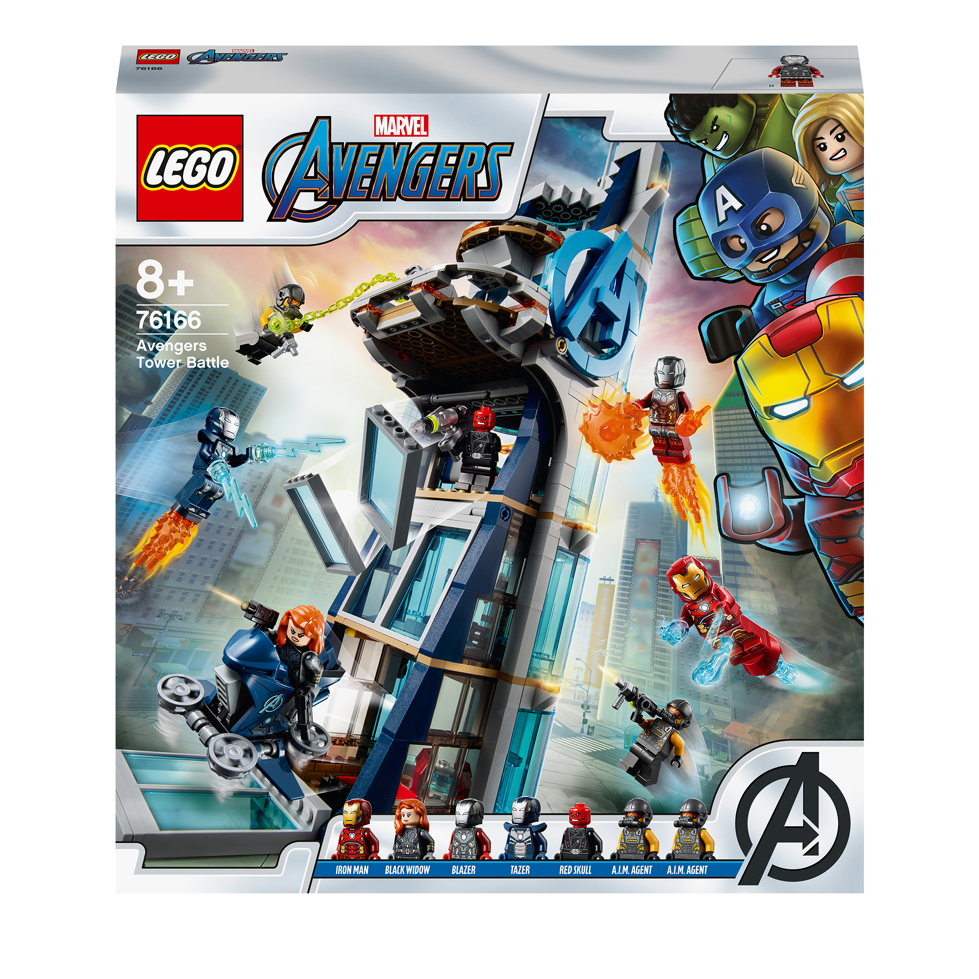 Zestaw Lego Wieża Avengers z Iron Manem, Czarną Wdową i minifigurkami.