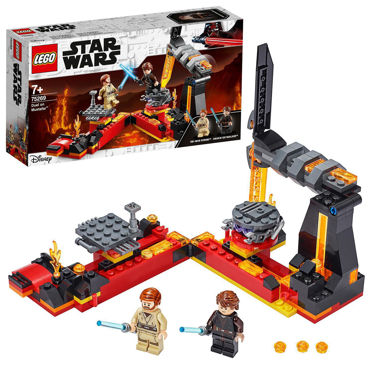 Set Lego Star Wars con Obi-Wan, Anakin e una scena di lava.