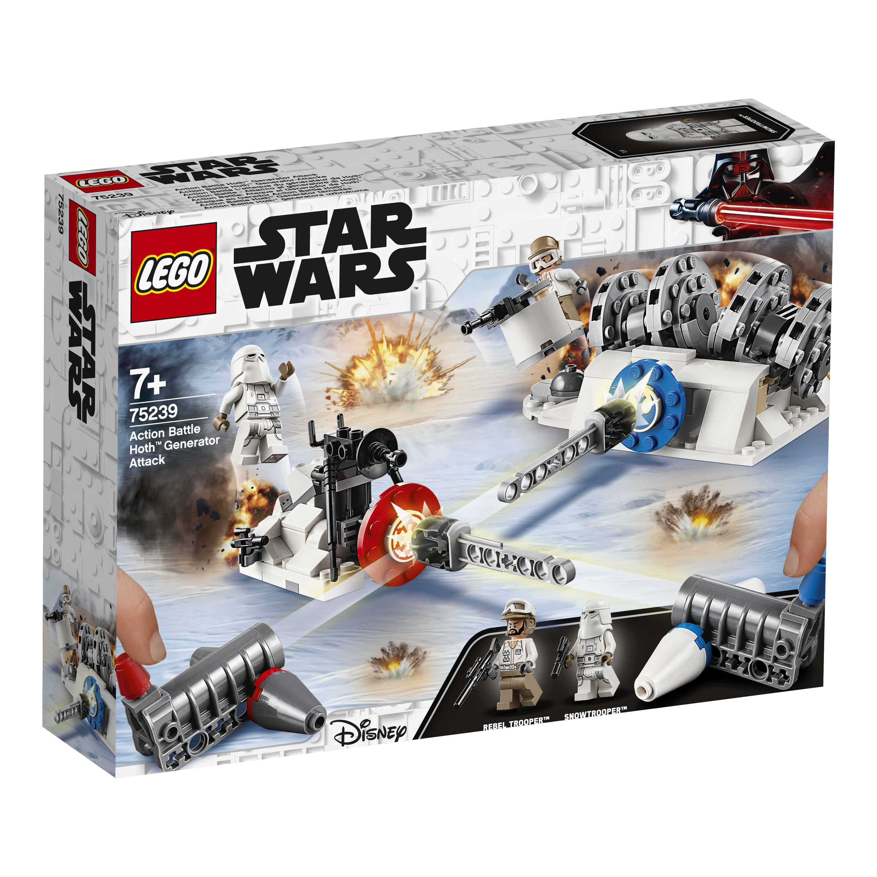 Zestaw Lego Star Wars. Przedstawia zaśnieżony krajobraz z generatorem i figurkami.