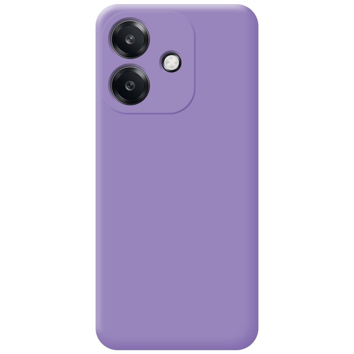 Custodia per telefono viola con doppie lenti della fotocamera e flash.
