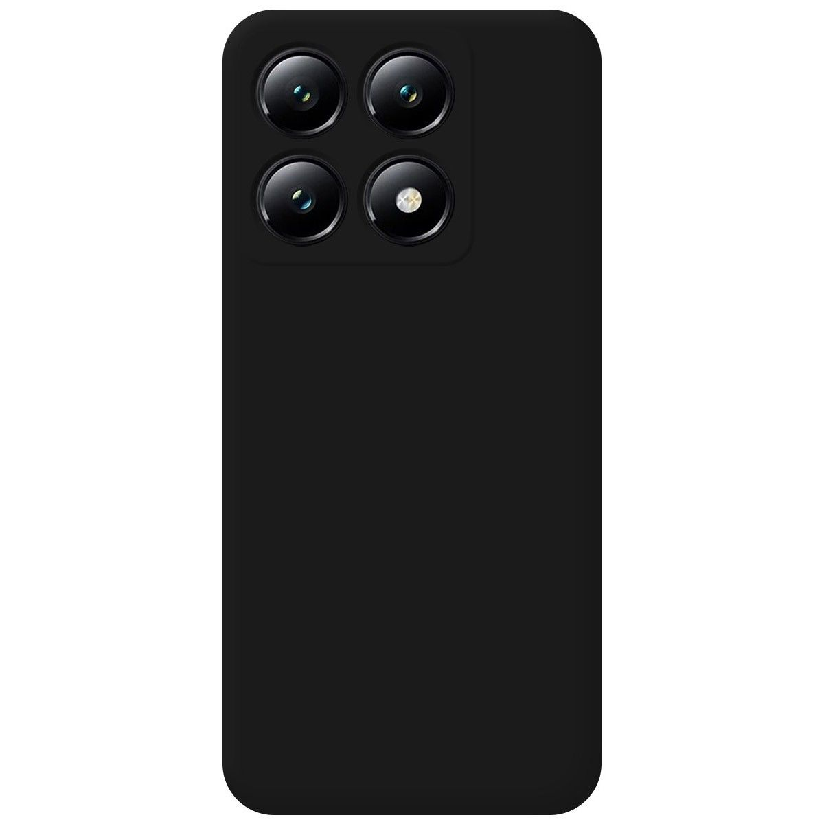 Custodia nera per telefono con le lenti della fotocamera del telefono visibili.