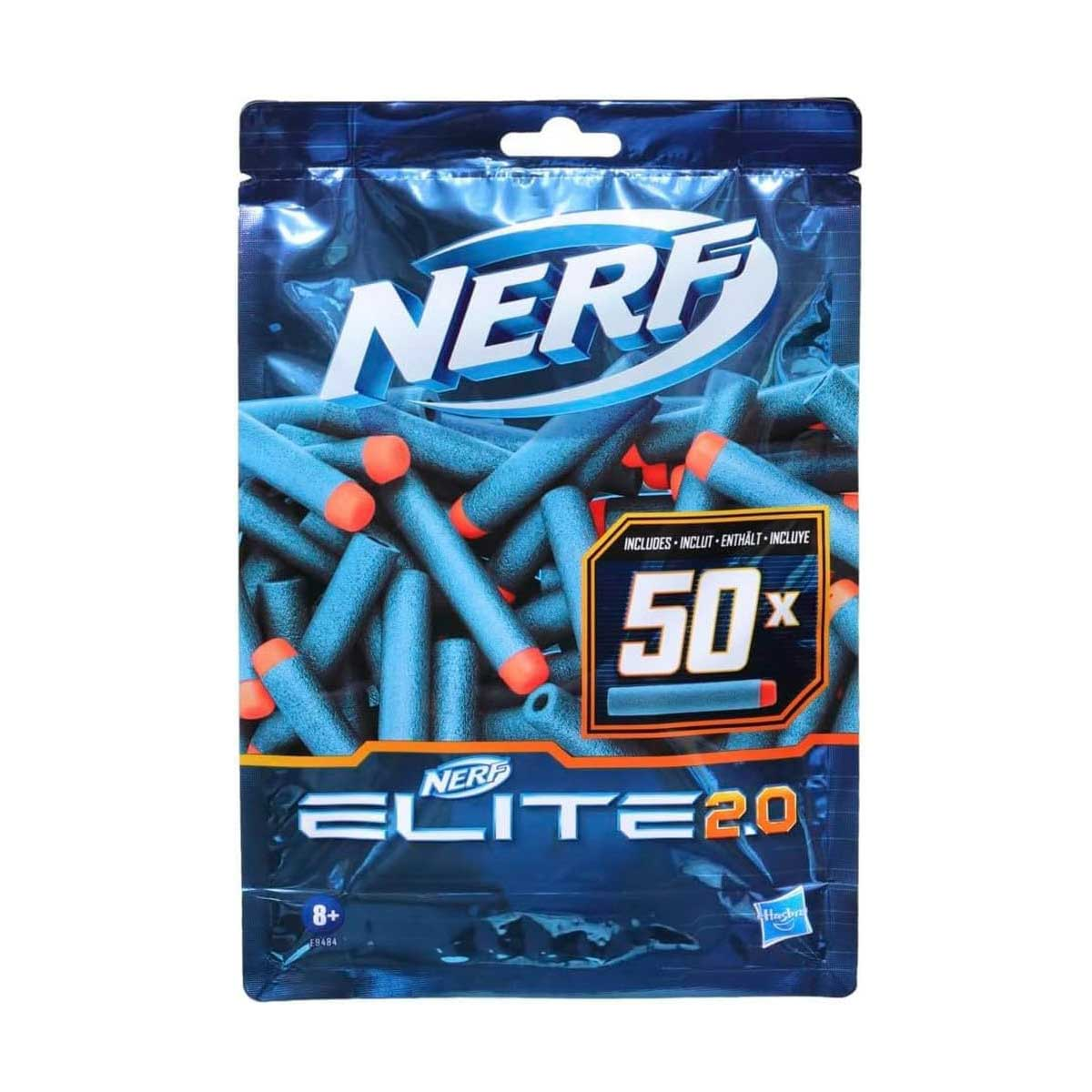 Confezione di dardi in schiuma Nerf Elite 2.0, blu con punte arancioni.