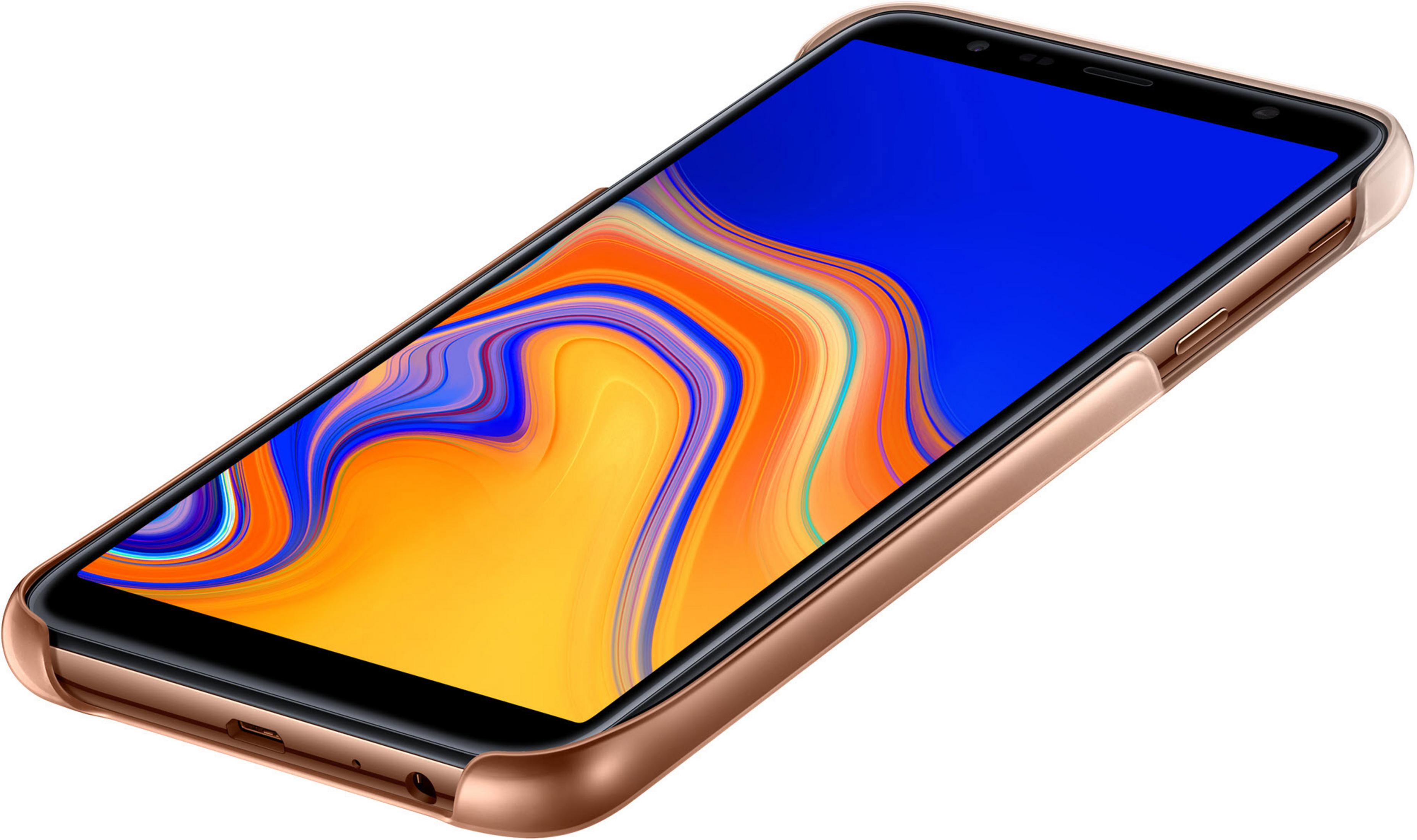 Primo piano di uno smartphone con cornice color oro.