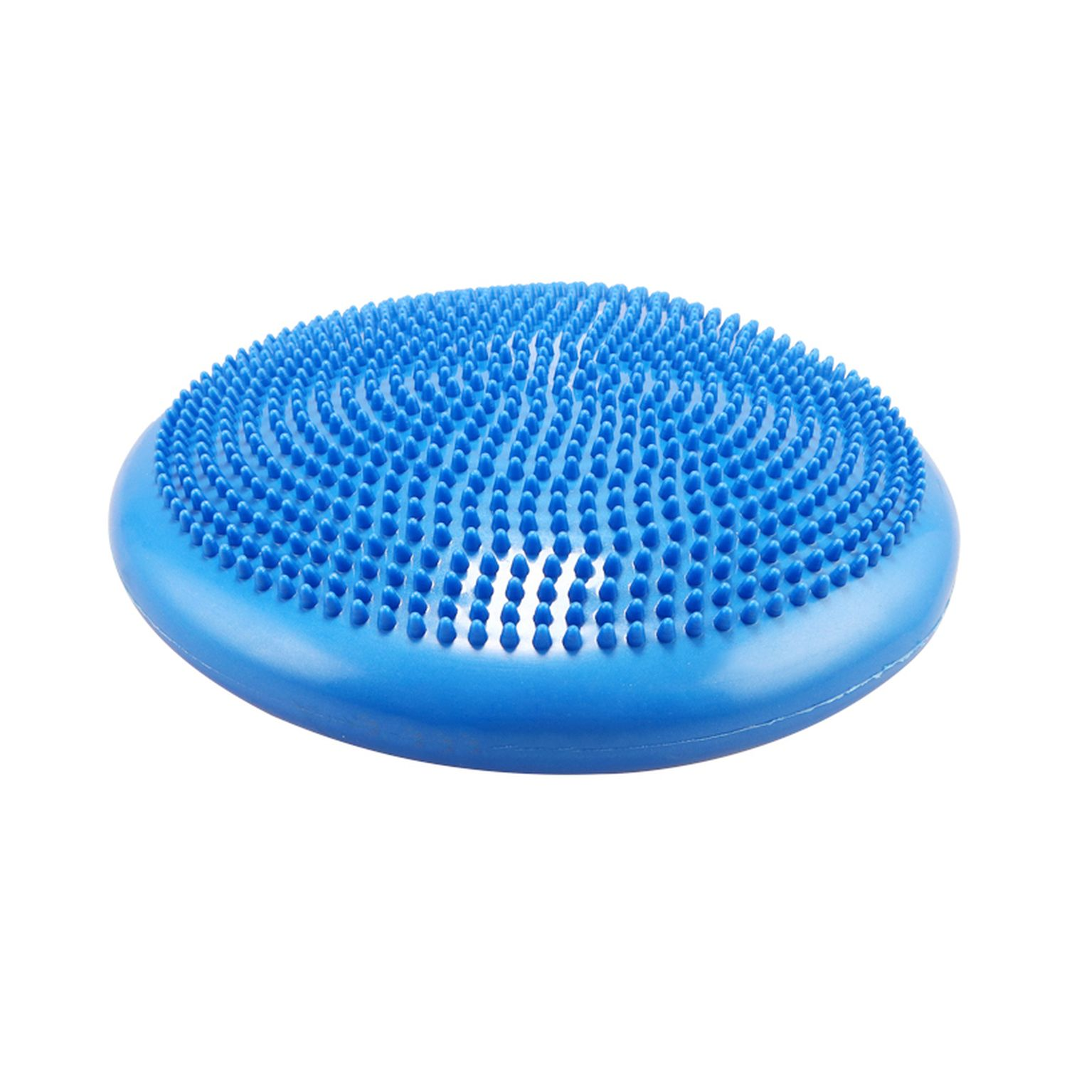 Un disco di equilibrio blu con rilievi rialzati è isolato su uno sfondo bianco.
