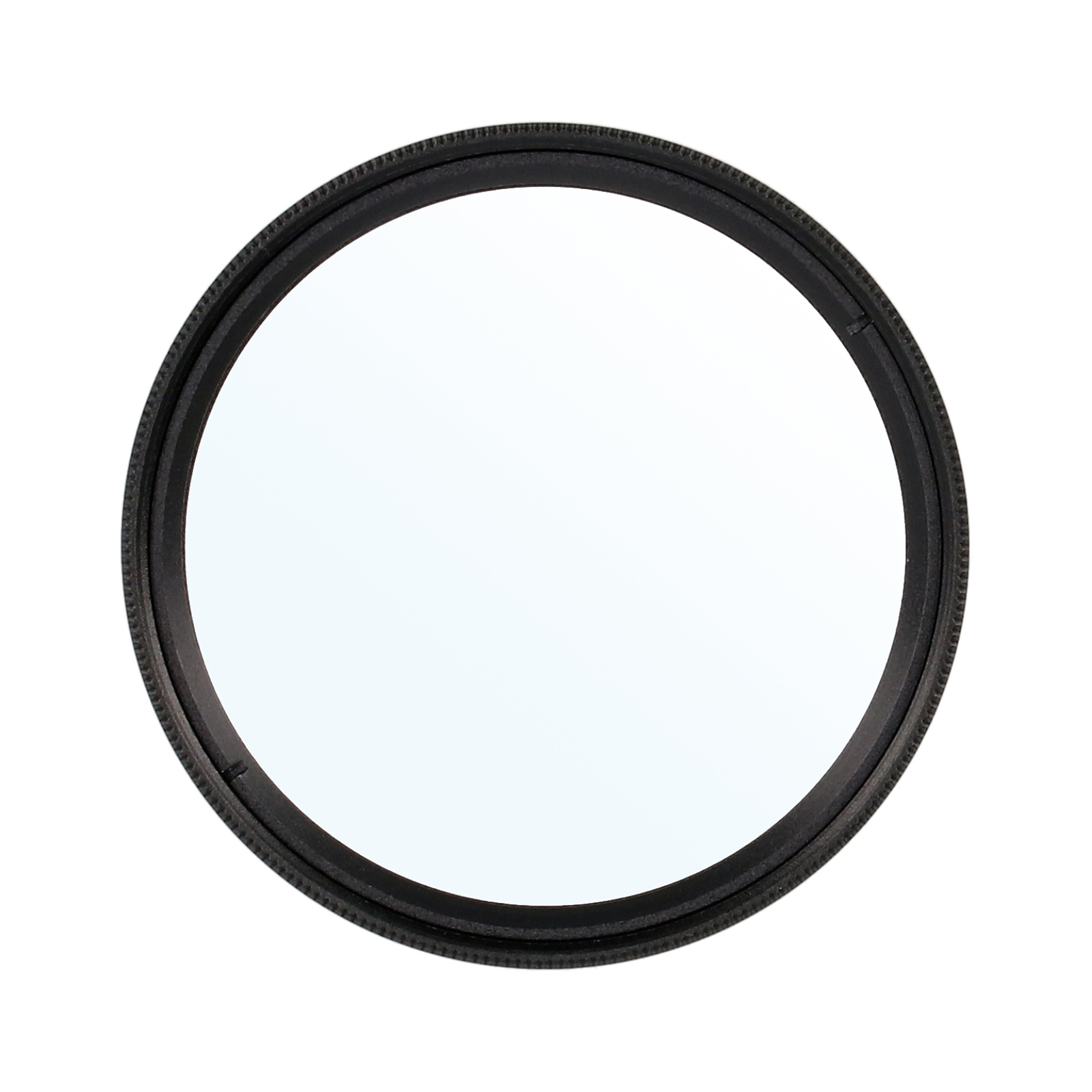Ein schwarzer kreisförmiger Objektivfilter.