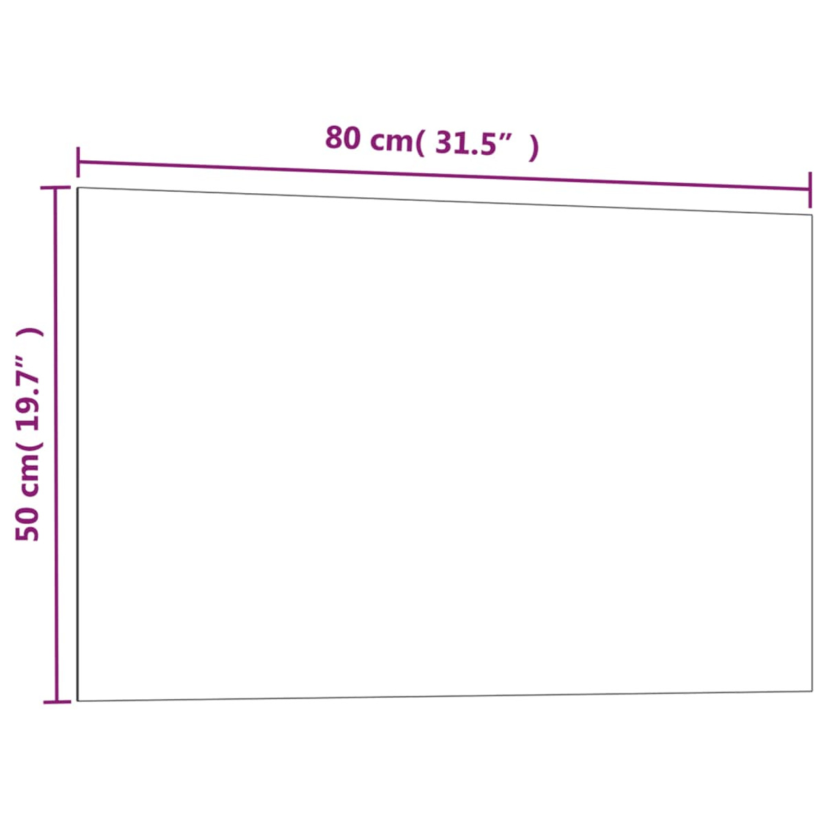 Rechteck mit den Maßen 80 cm x 50 cm.