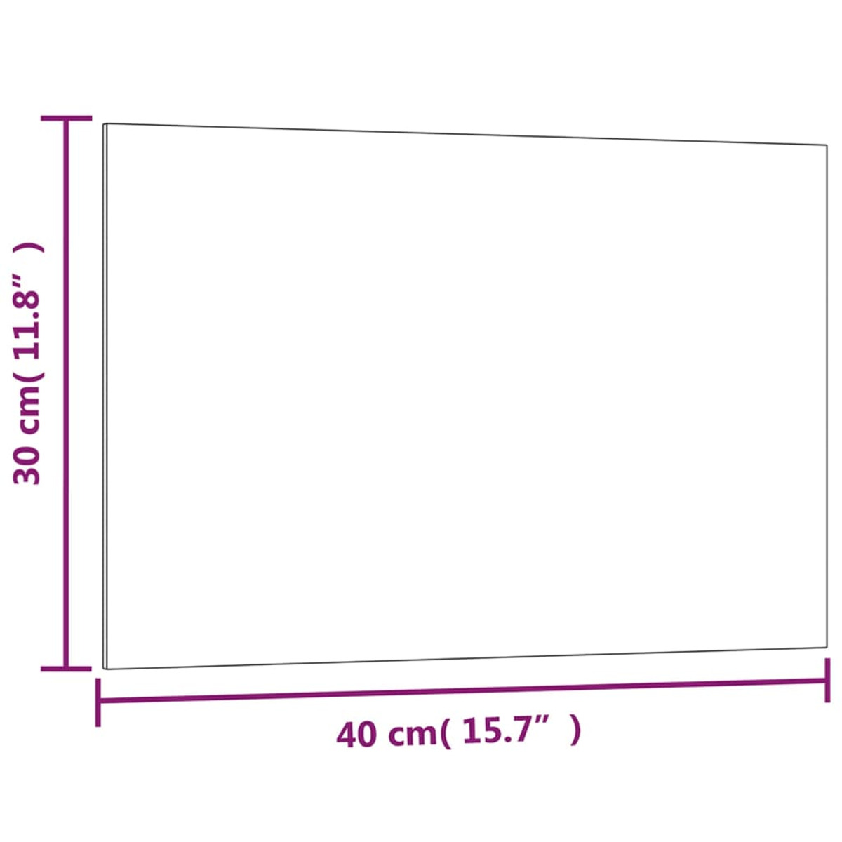 Eine weiße Leinwand mit in Zentimetern beschrifteten Abmessungen: 30 cm (11,8 Zoll) und 40 cm (15,7 Zoll).
