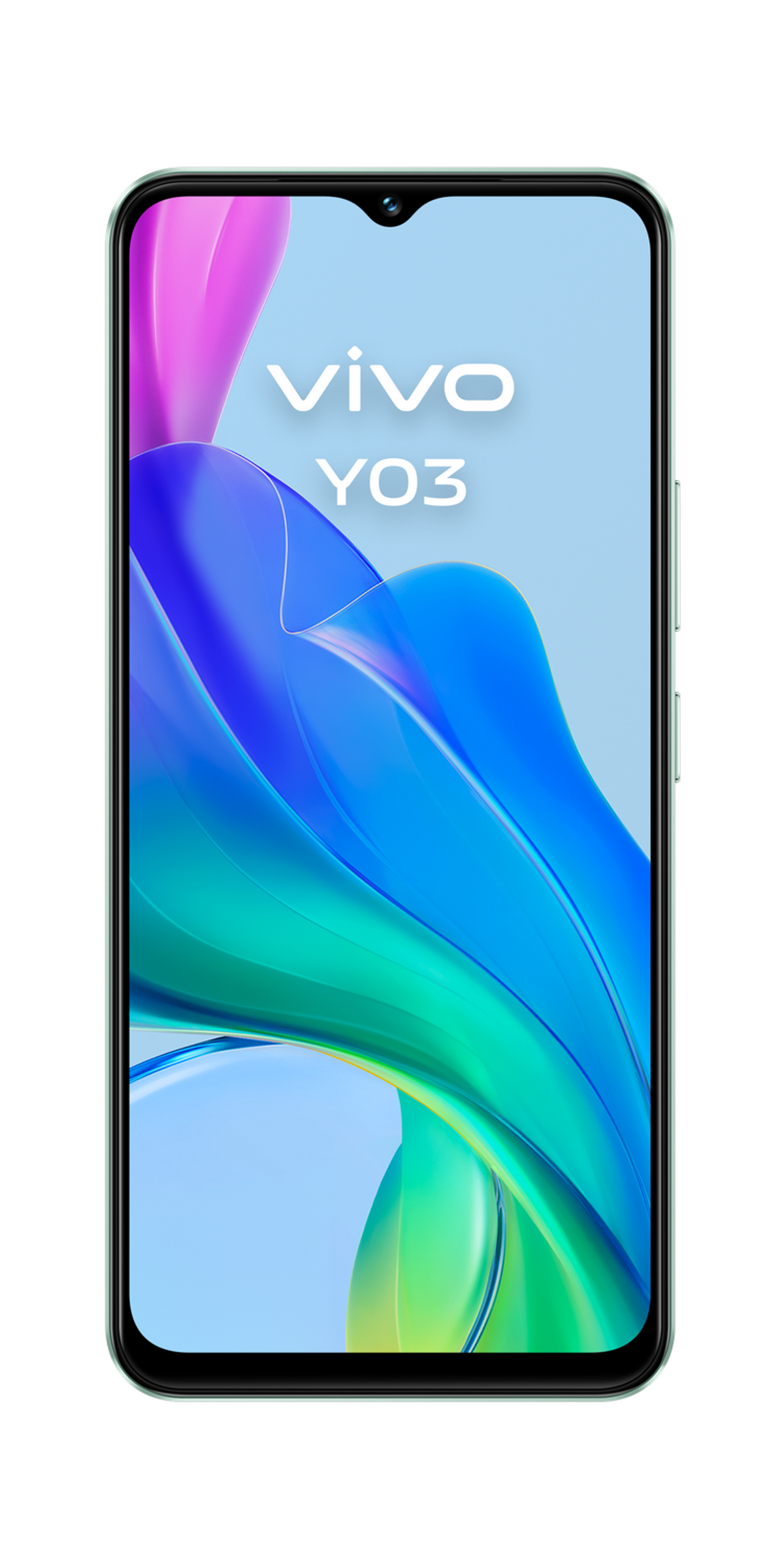 Smartfon z jasnoniebieskim tłem, z napisem VIVO i modelem Y03.