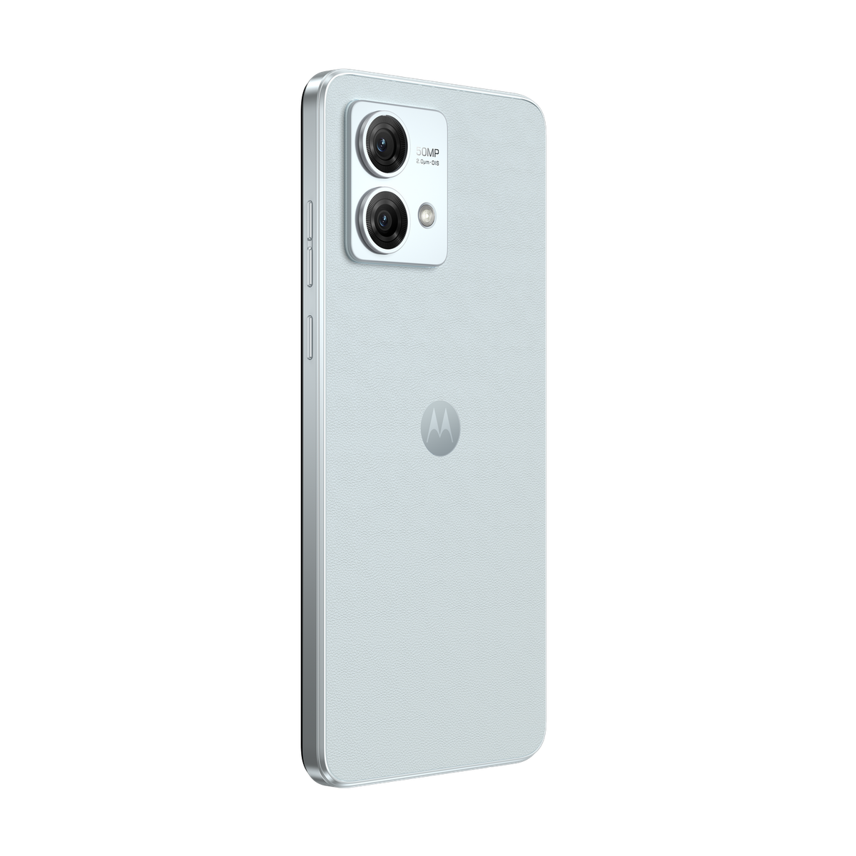 Telefono Motorola azzurro con due fotocamere posteriori. Lo sfondo è nero.
