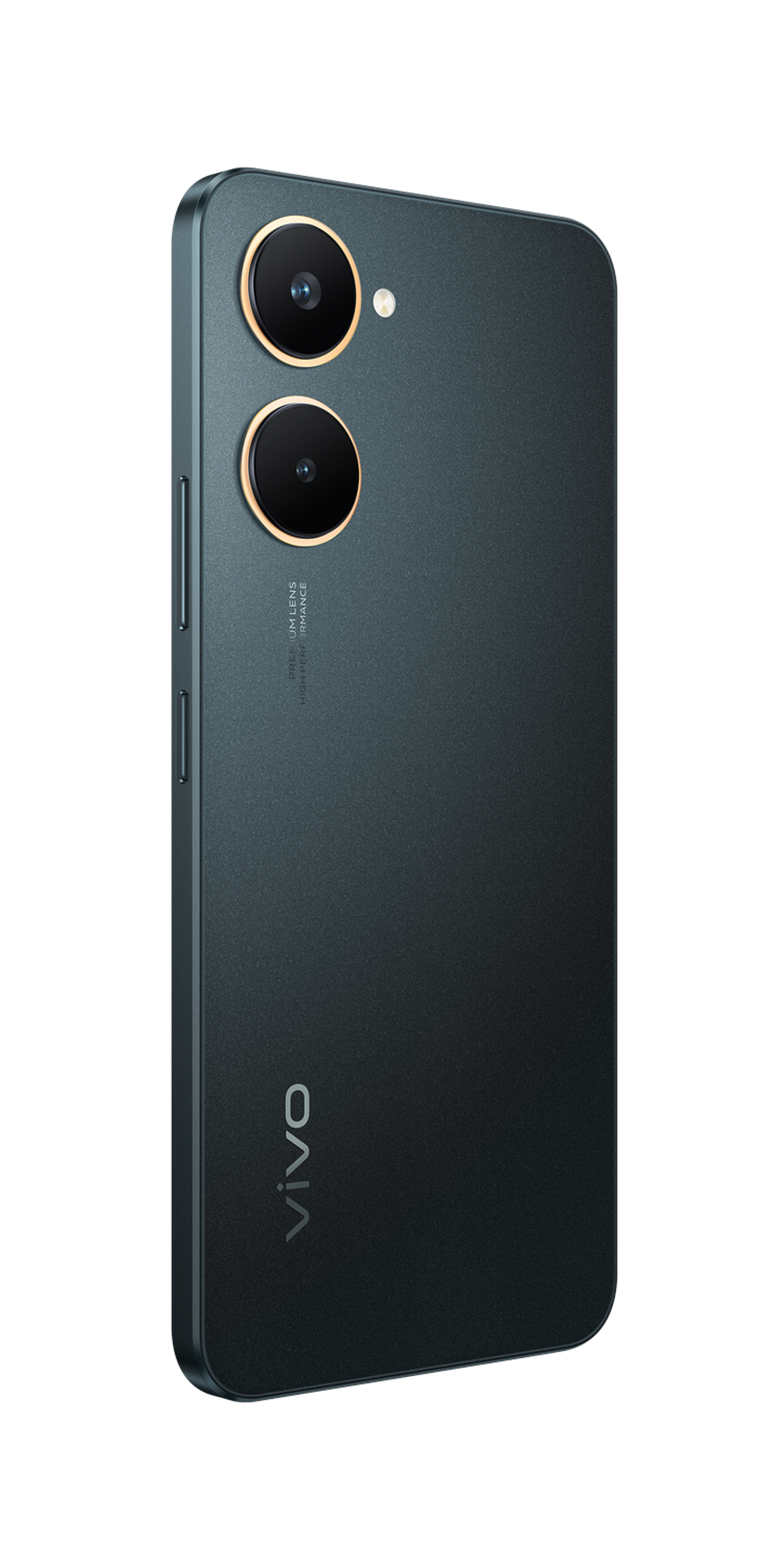 Ciemnozielony telefon z dwoma obiektywami i logo vivo.