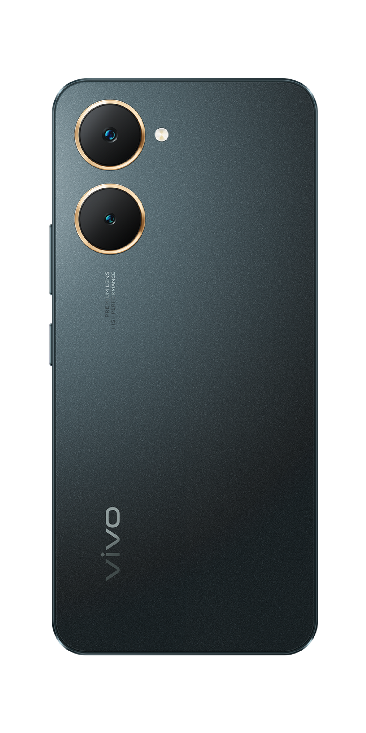 Smartfon z ciemnoniebieskim tyłem i dwoma obiektywami aparatu.