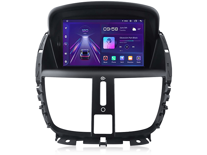 JUNSUN Peugeot 207 mit Navigation Autoradio, FM, Bluetooth, Black