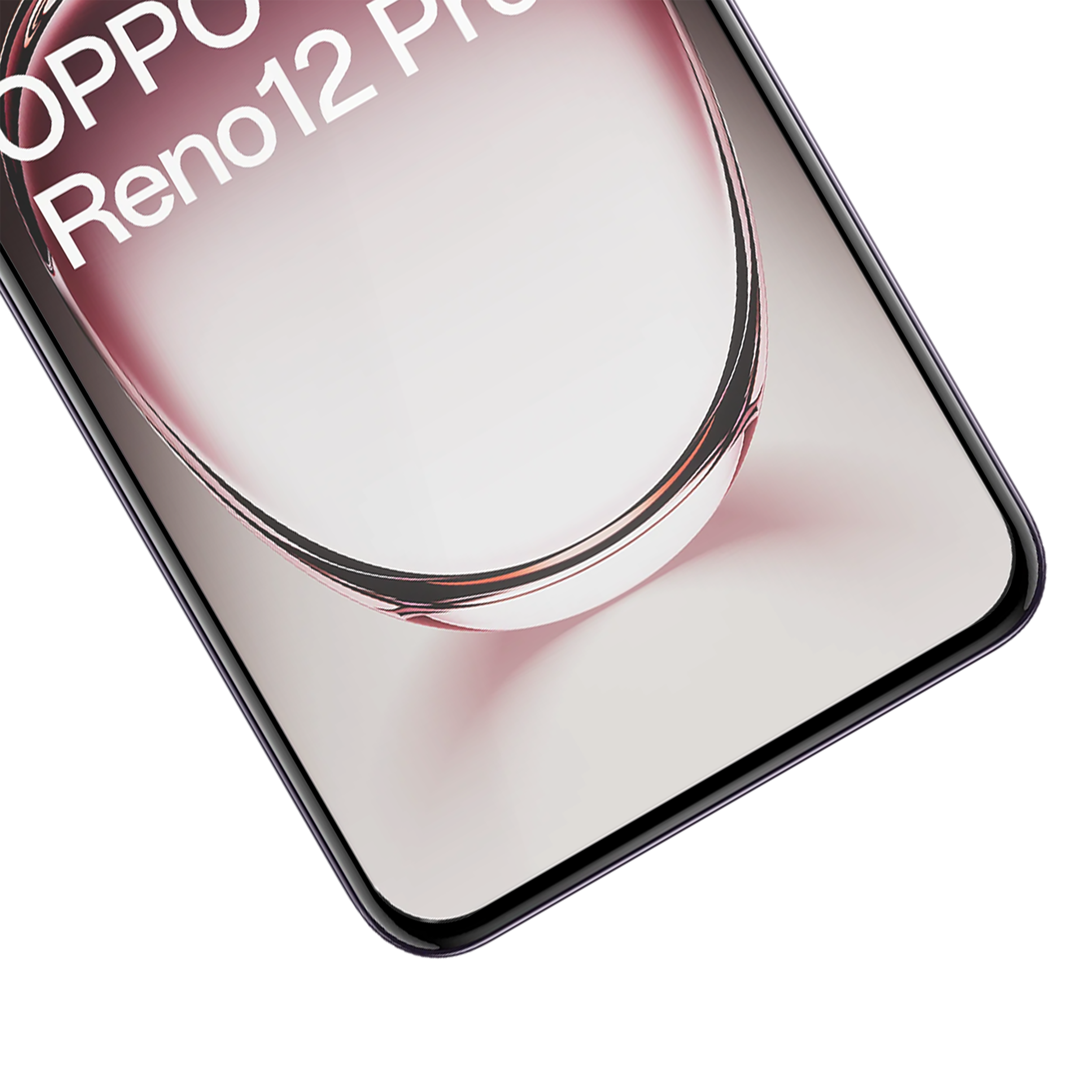 Nahaufnahme des Telefonbildschirms mit dem Text 'OPPO Reno12 Pro 5G'.