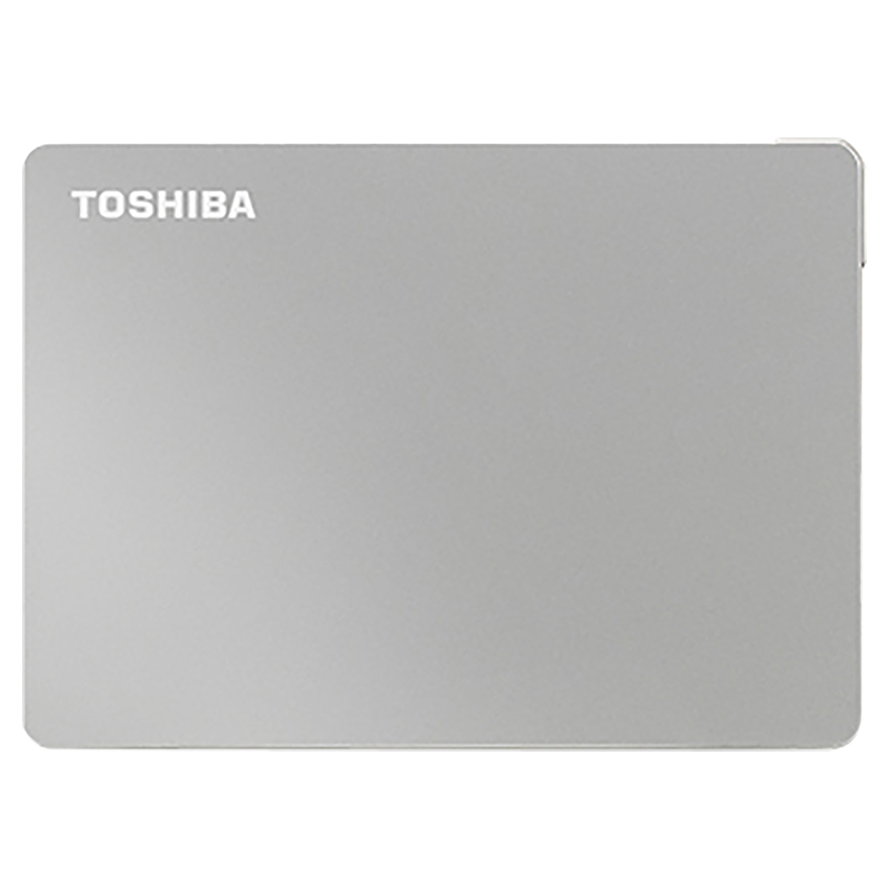 Srebrny zewnętrzny dysk twardy Toshiba.