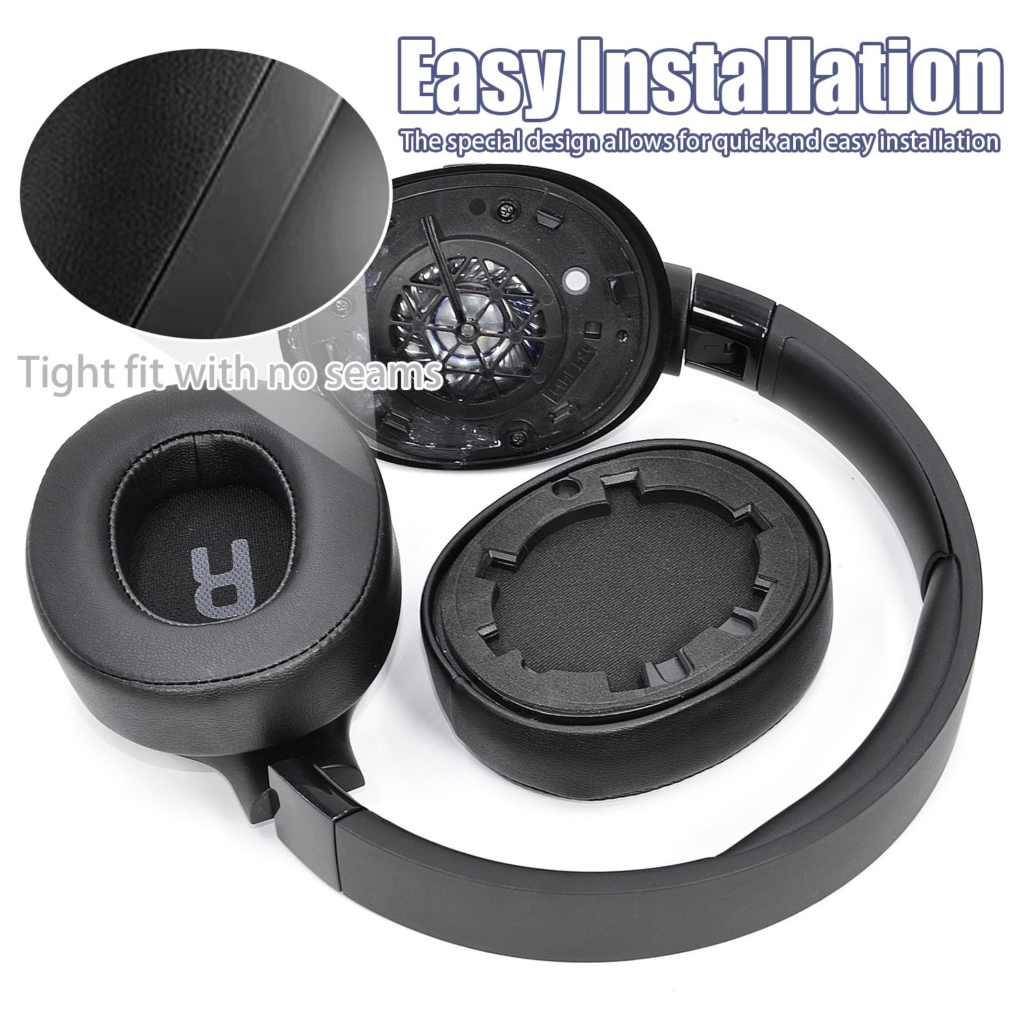 Części słuchawek zdemontowane, pokazujące wnętrze.