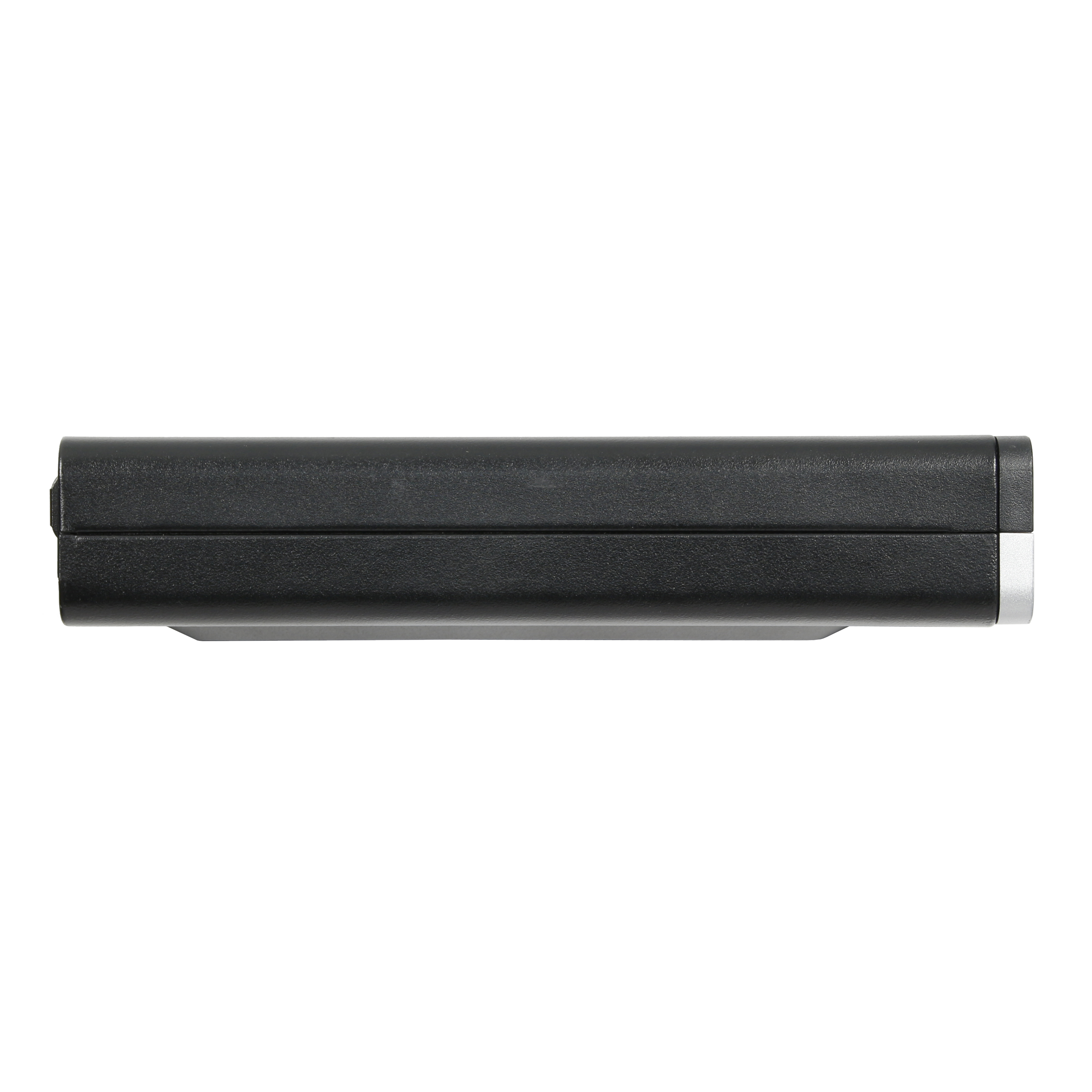 Un dispositivo nero, probabilmente una batteria. È rettangolare e piatto.