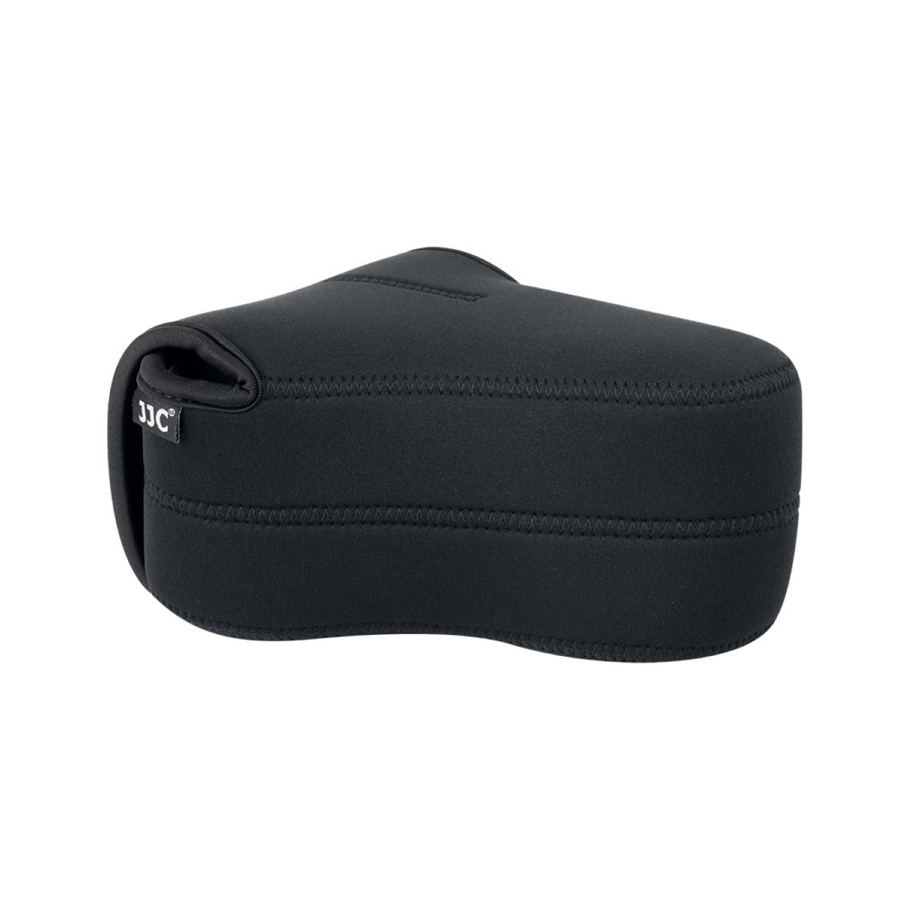 Schwarze Kameratasche aus Neopren mit JJC-Logo.
