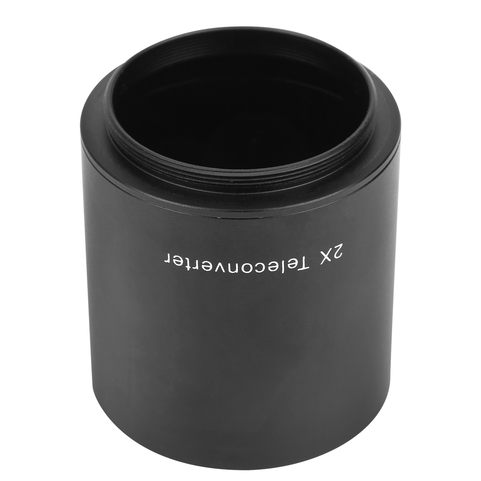 Schwarzer 2x-Telekonverter für eine Kamera, mit dem Text "2X Teleconverter" an der Seite.