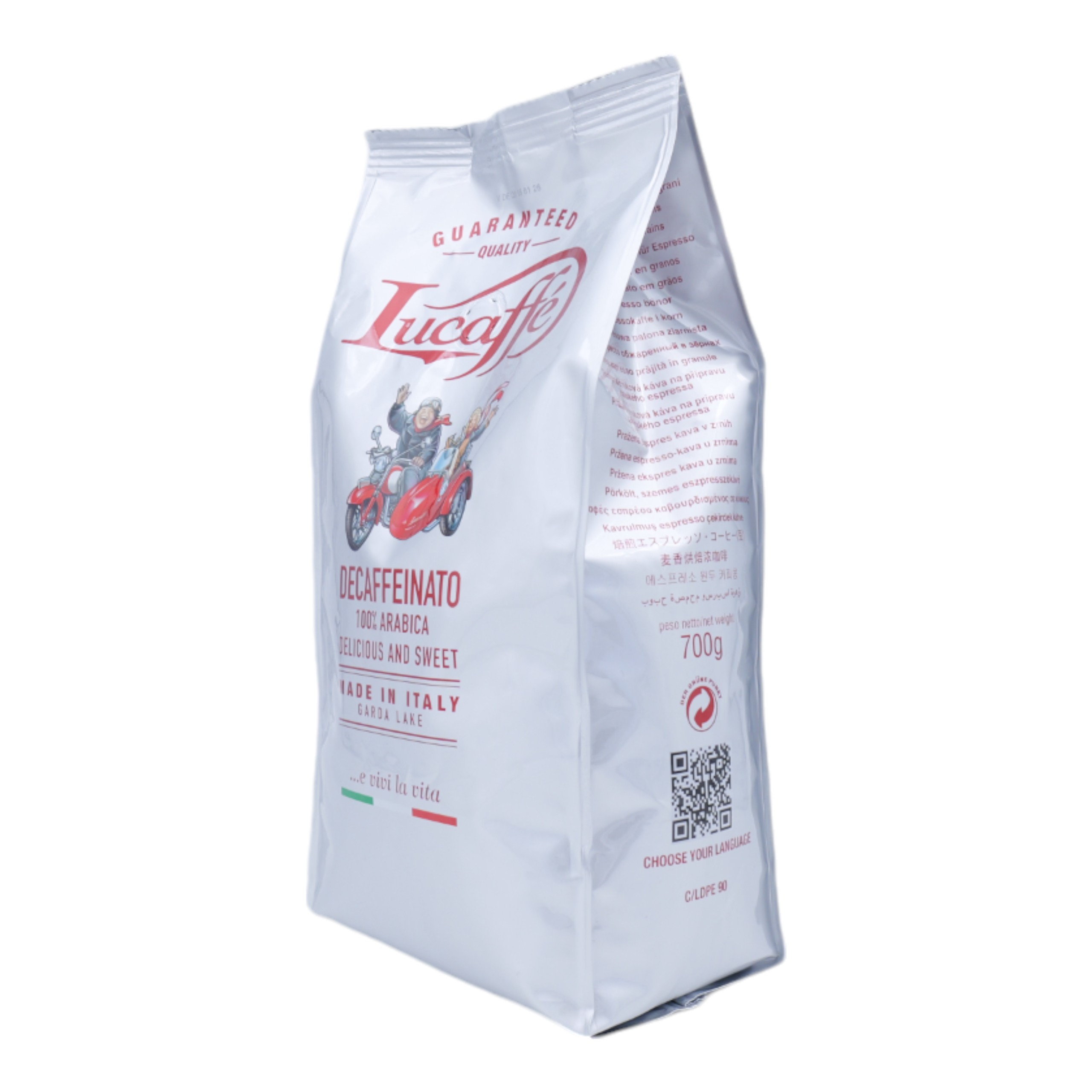 Lucaffé Decaffeinato Kaffee-Packung mit 700g, Made in Italy.