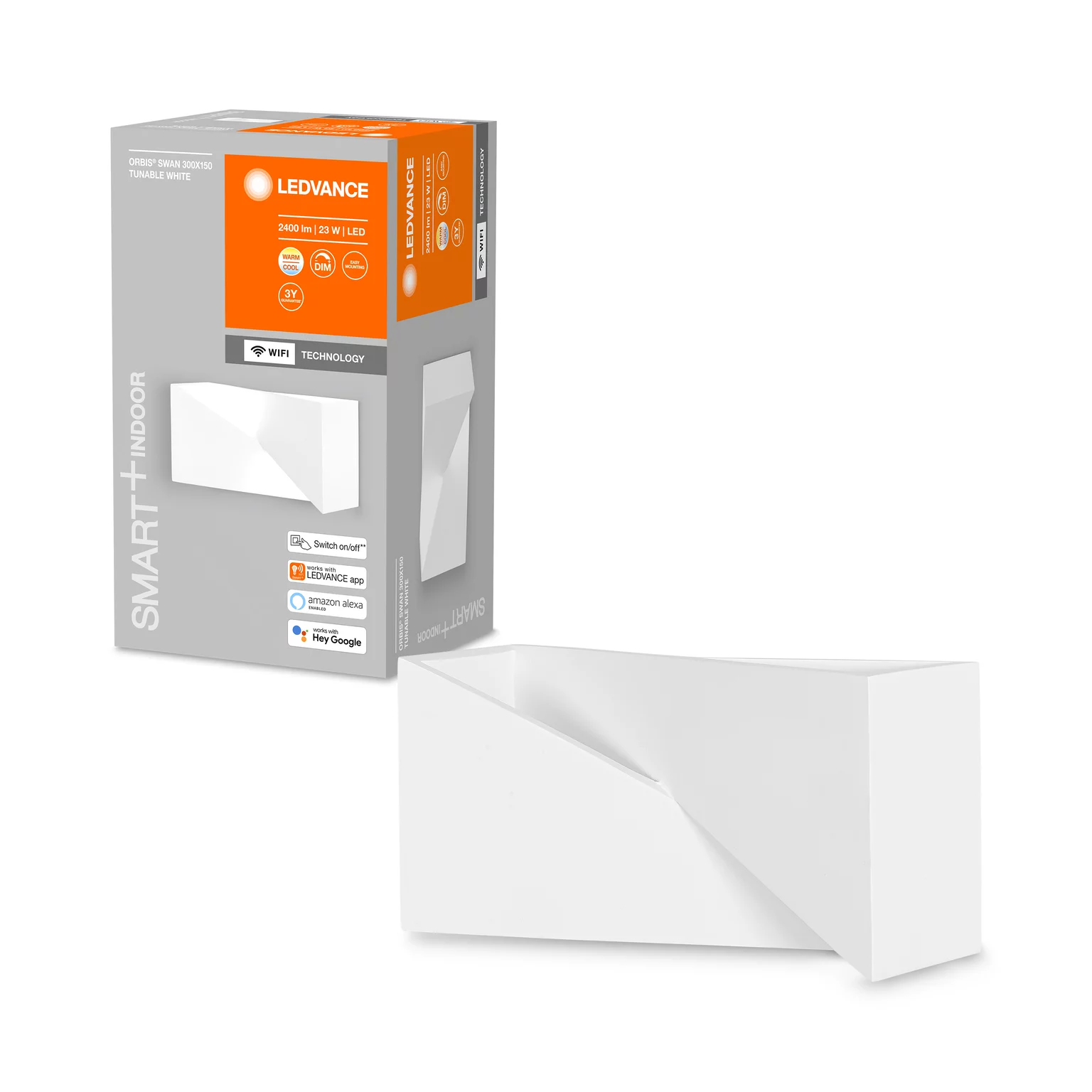 Weiß-graues LED Smart-Indoor-Licht mit Verpackung.