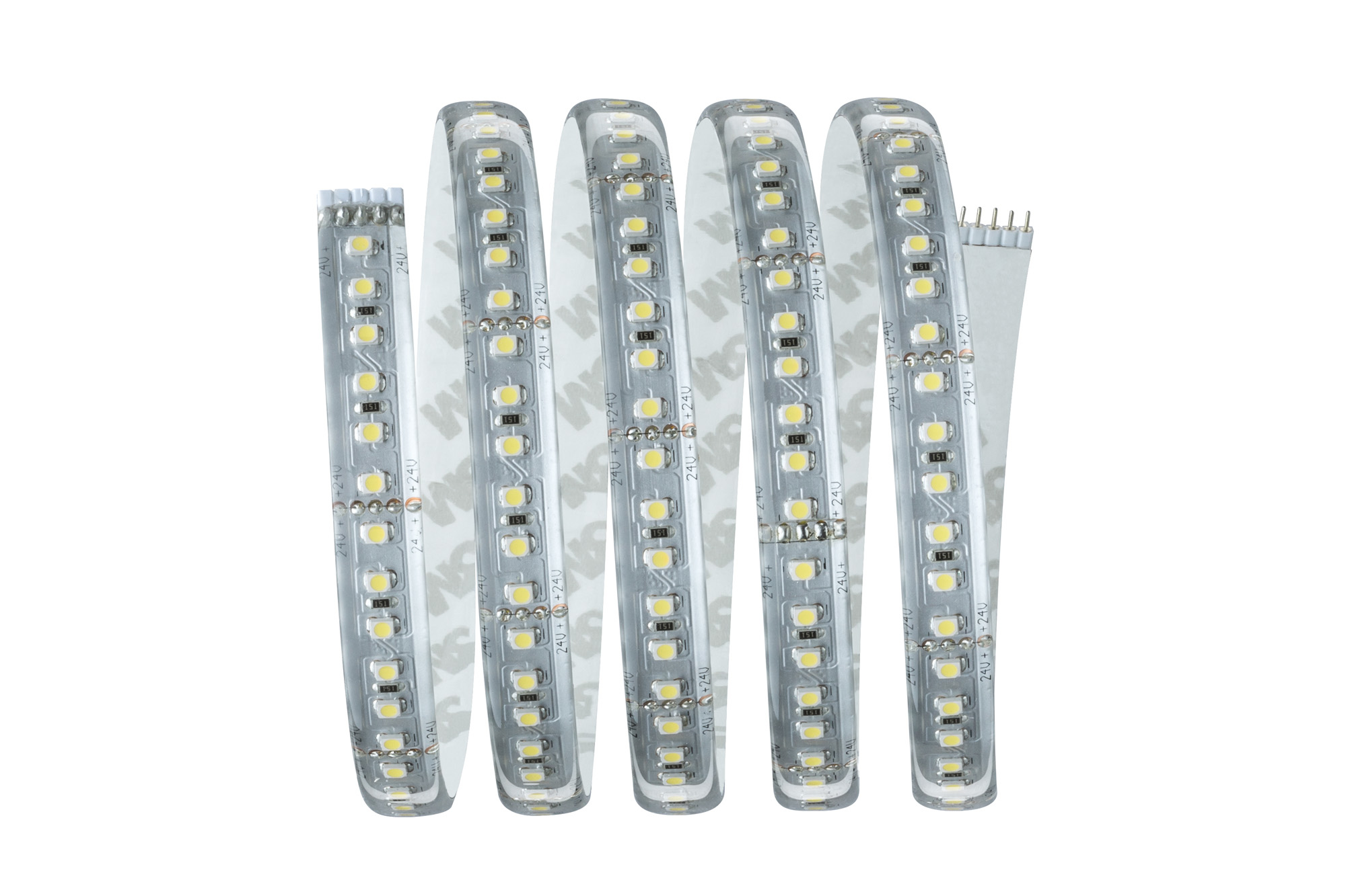 Rolle LED-Lichtband mit Kleberückseite. Weiße LEDs sind sichtbar.