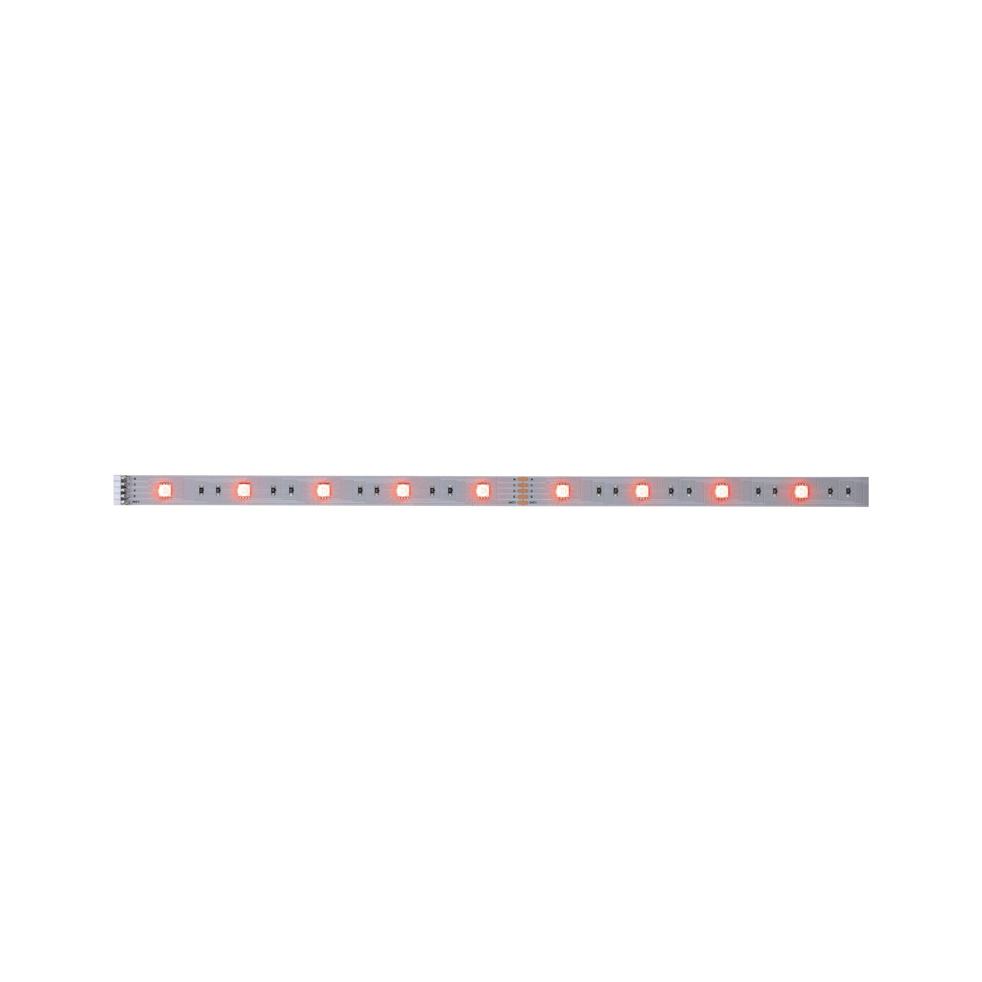 Ein langer, gerader LED-Lichtstreifen mit roten Lichtern.