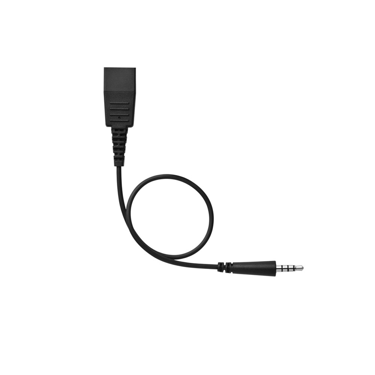 Ein schwarzes Kabel mit 3,5-mm-Audioklinke und einem Stecker.