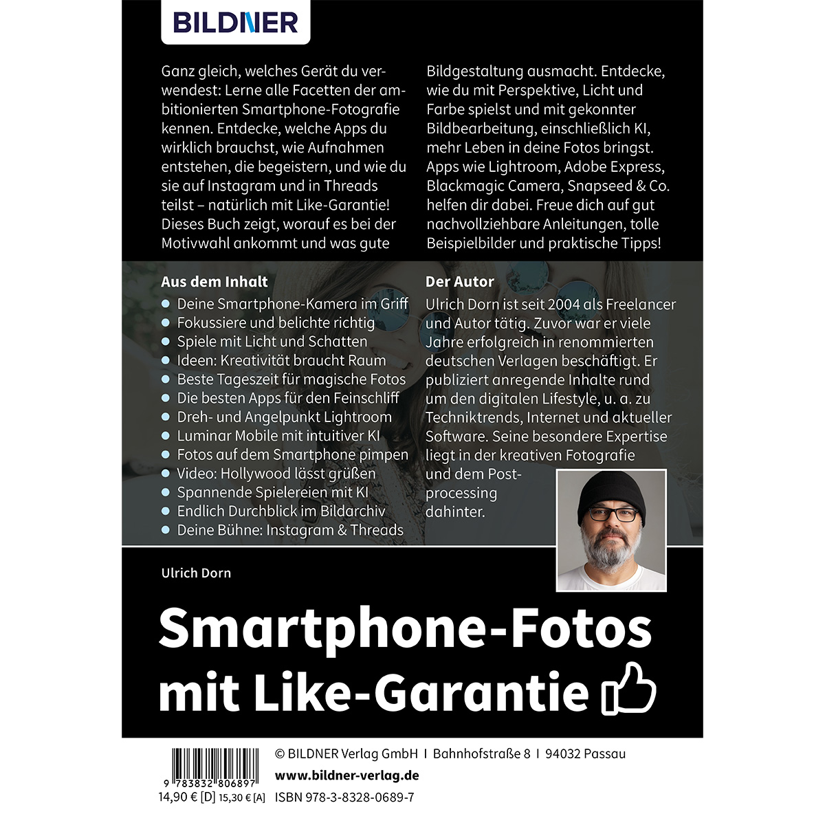 Buchcover mit dem Titel 'Smartphone-Fotos mit Like-Garantie' von Ulrich Dorn.