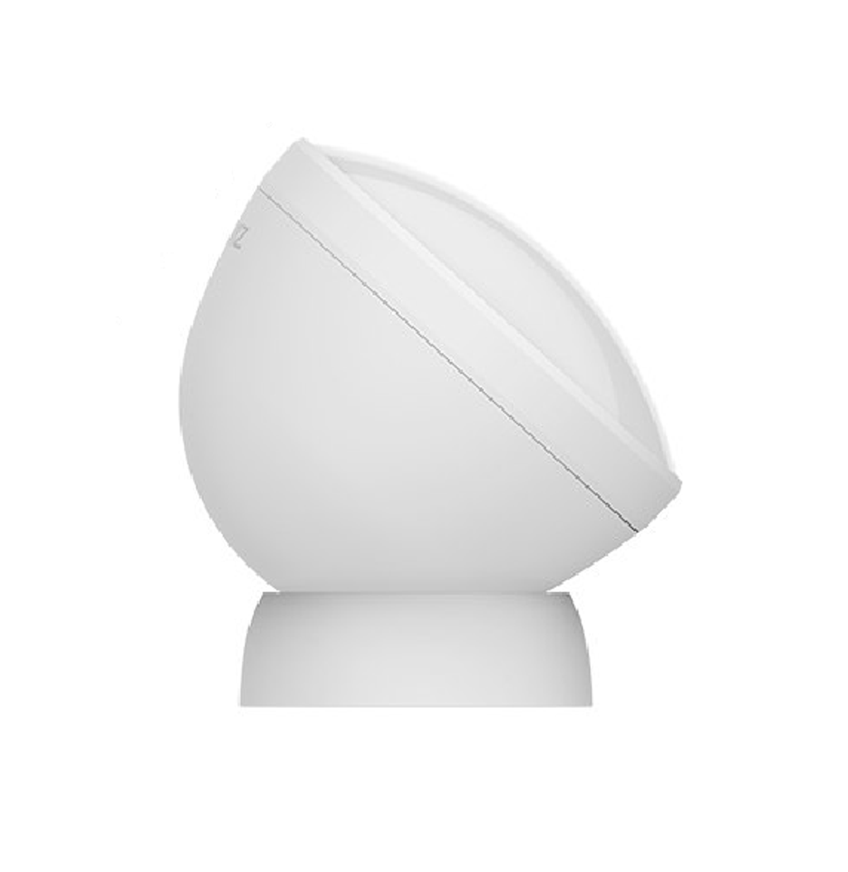 Czerwone, prostokątne urządzenie z panelem słonecznym i pokrętłem, widok z góry.