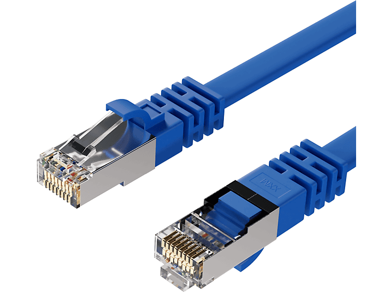 KABELBUDE RJ45 Flachkabel m. CAT 7 Rohkabel slim blau 3m, Netzwerk LAN ...