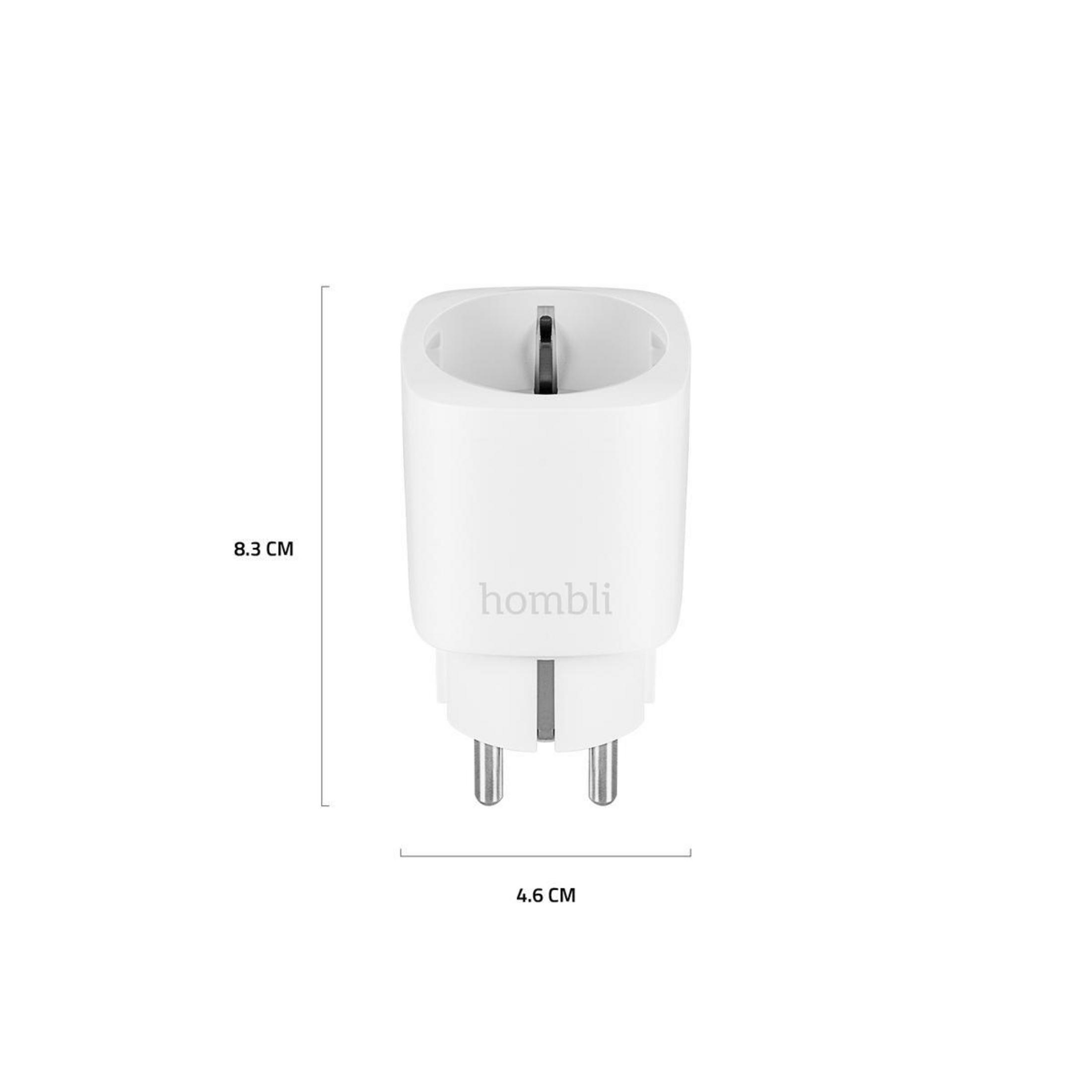 Weißer Adapter mit drei Stiften. Misst 8,3 cm hoch und 4,6 cm breit.