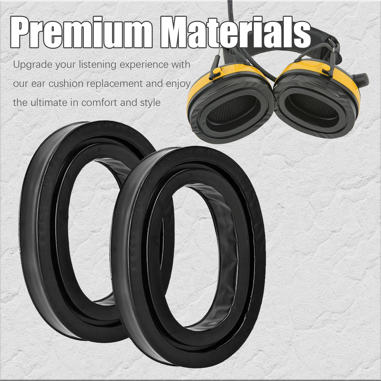 Wymienne wkładki do uszu, z parą słuchawek i tekstem Materiały Premium.