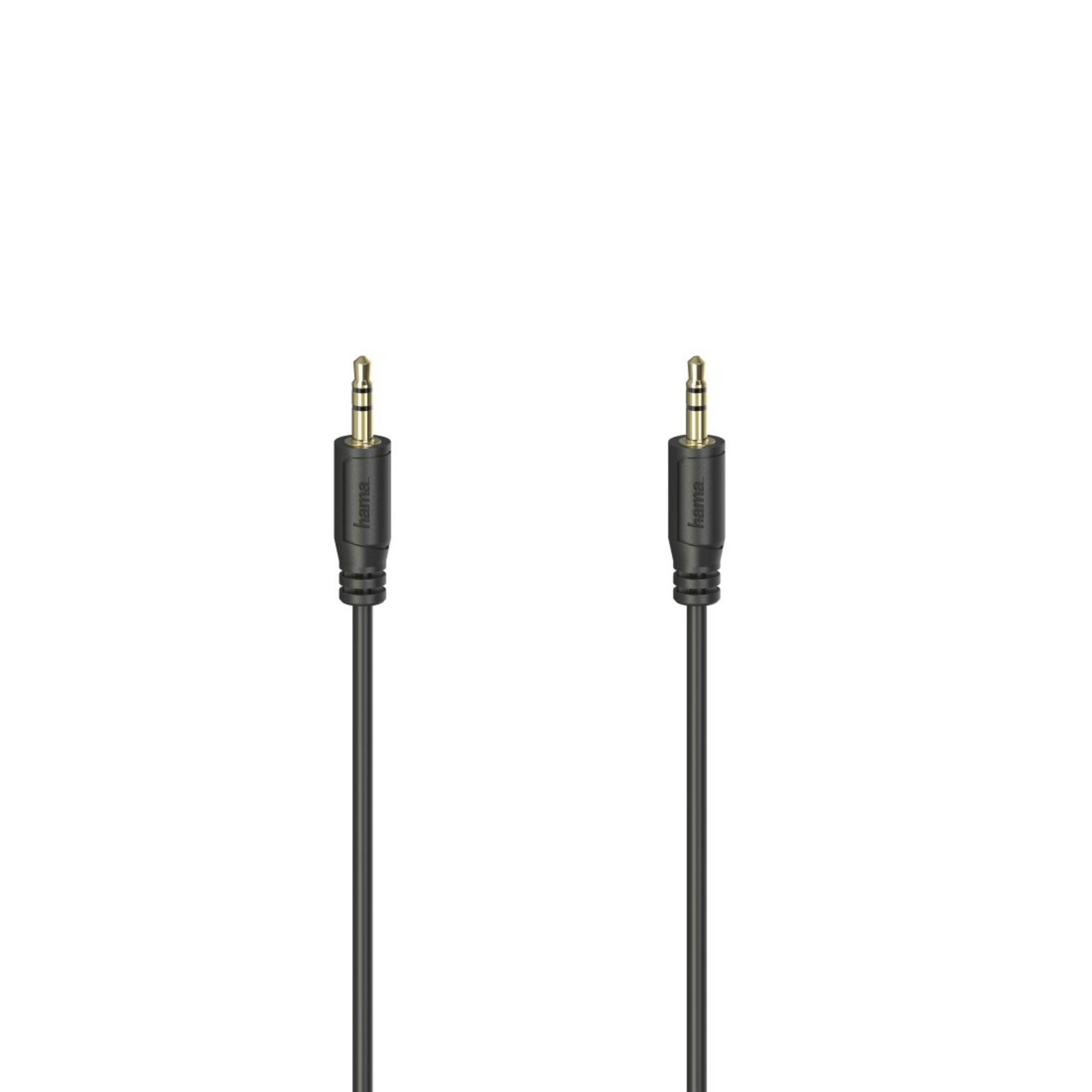 Due cavi audio neri con jack da 3,5 mm su sfondo bianco. I jack sono argentati.