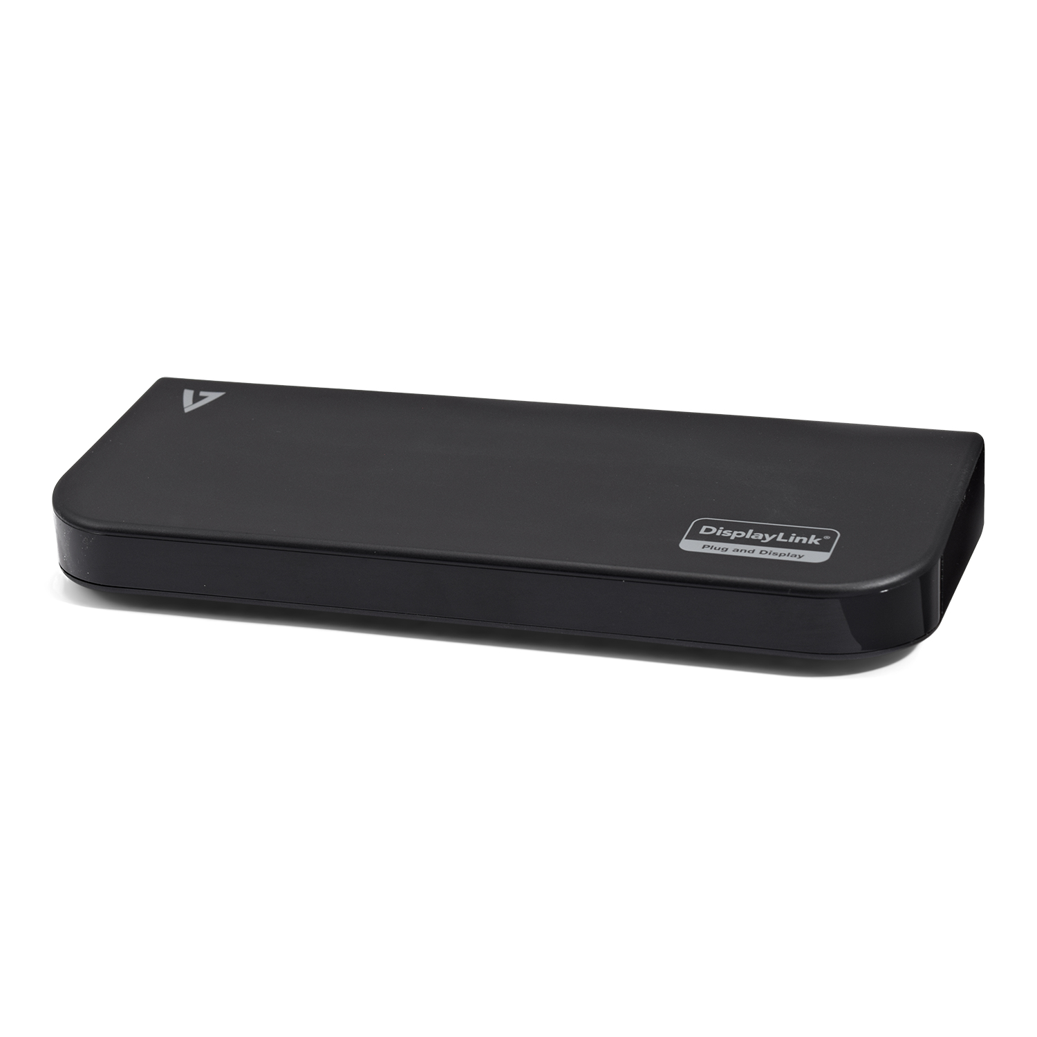 Un dispositivo DisplayLink plug and display negro, forma rectangular.