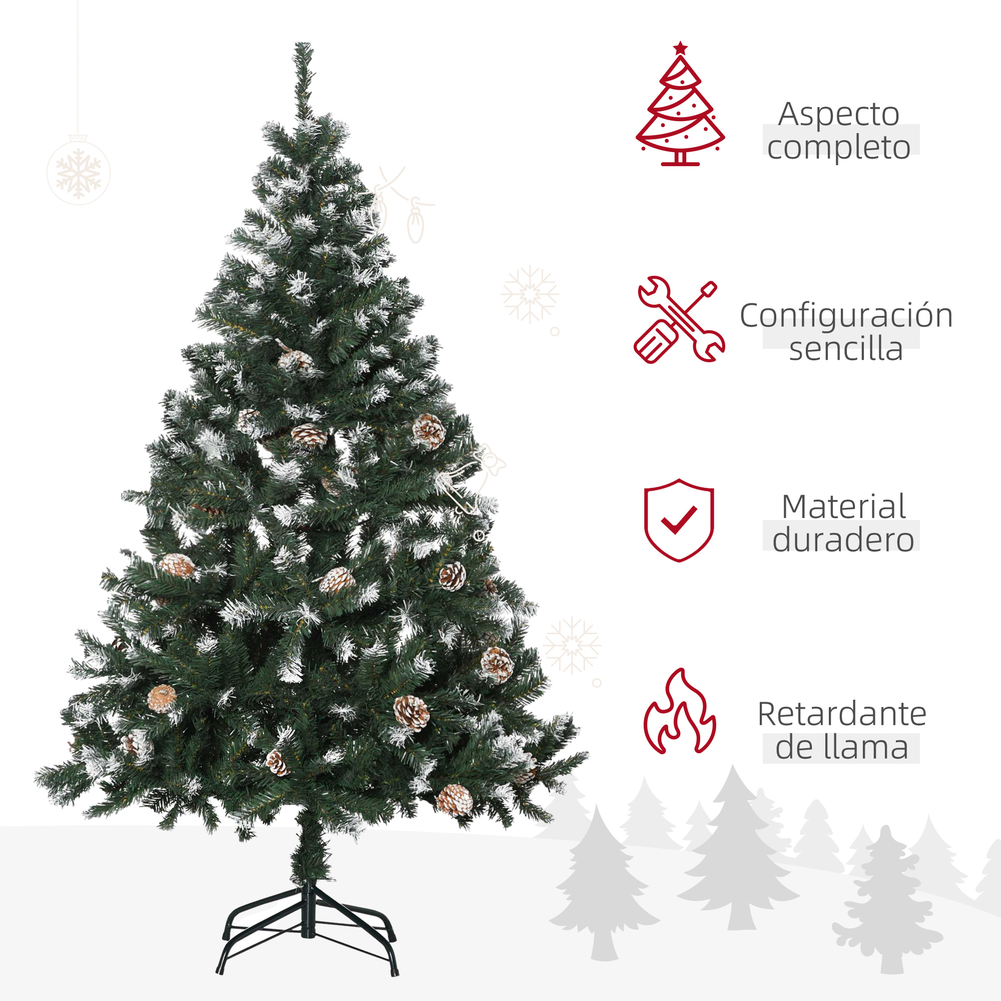 Un tren de madera con detalles rojos y cajones con números, con otras decoraciones navideñas.