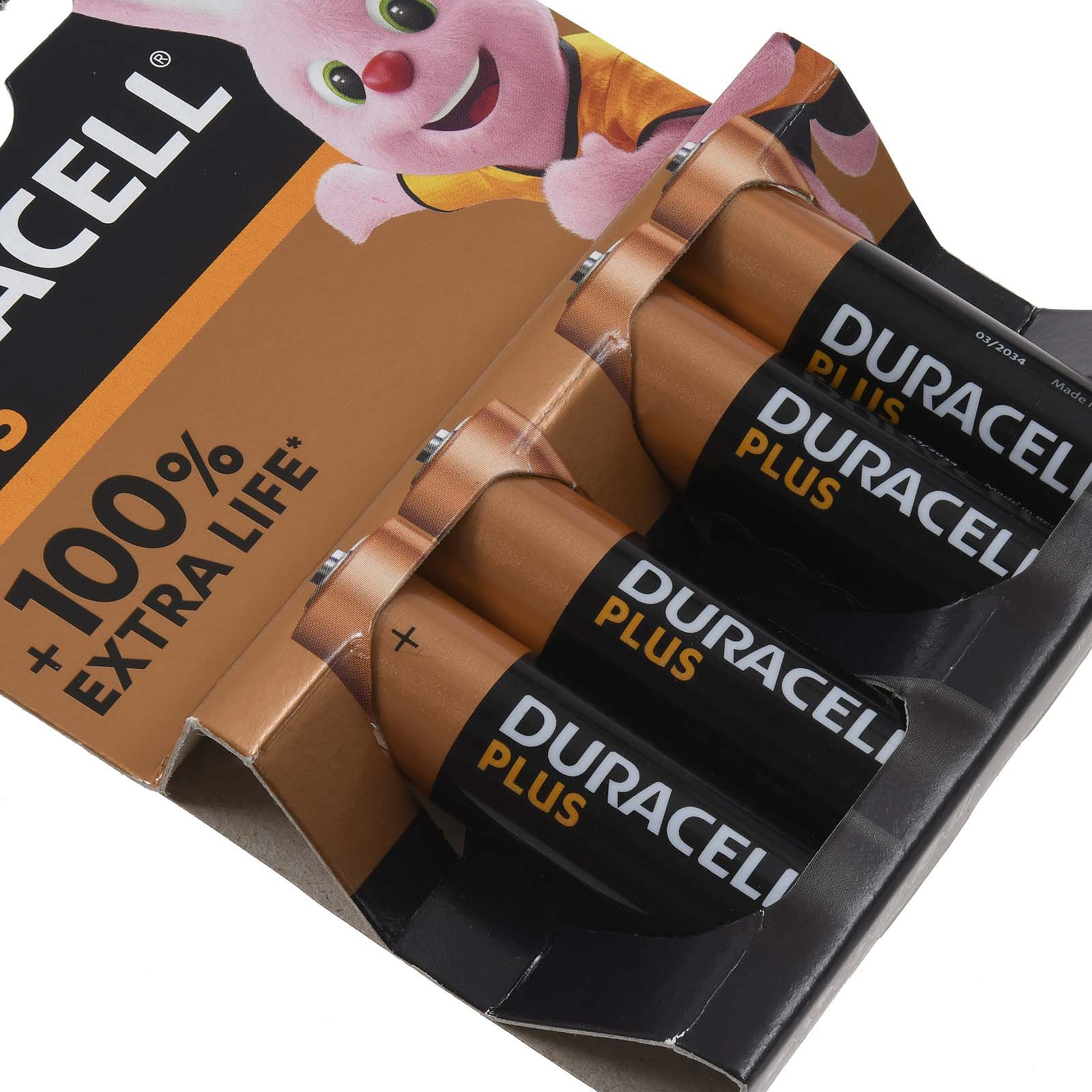 Opakowanie baterii Duracell Plus w brązowo-czarnym wzornictwie.