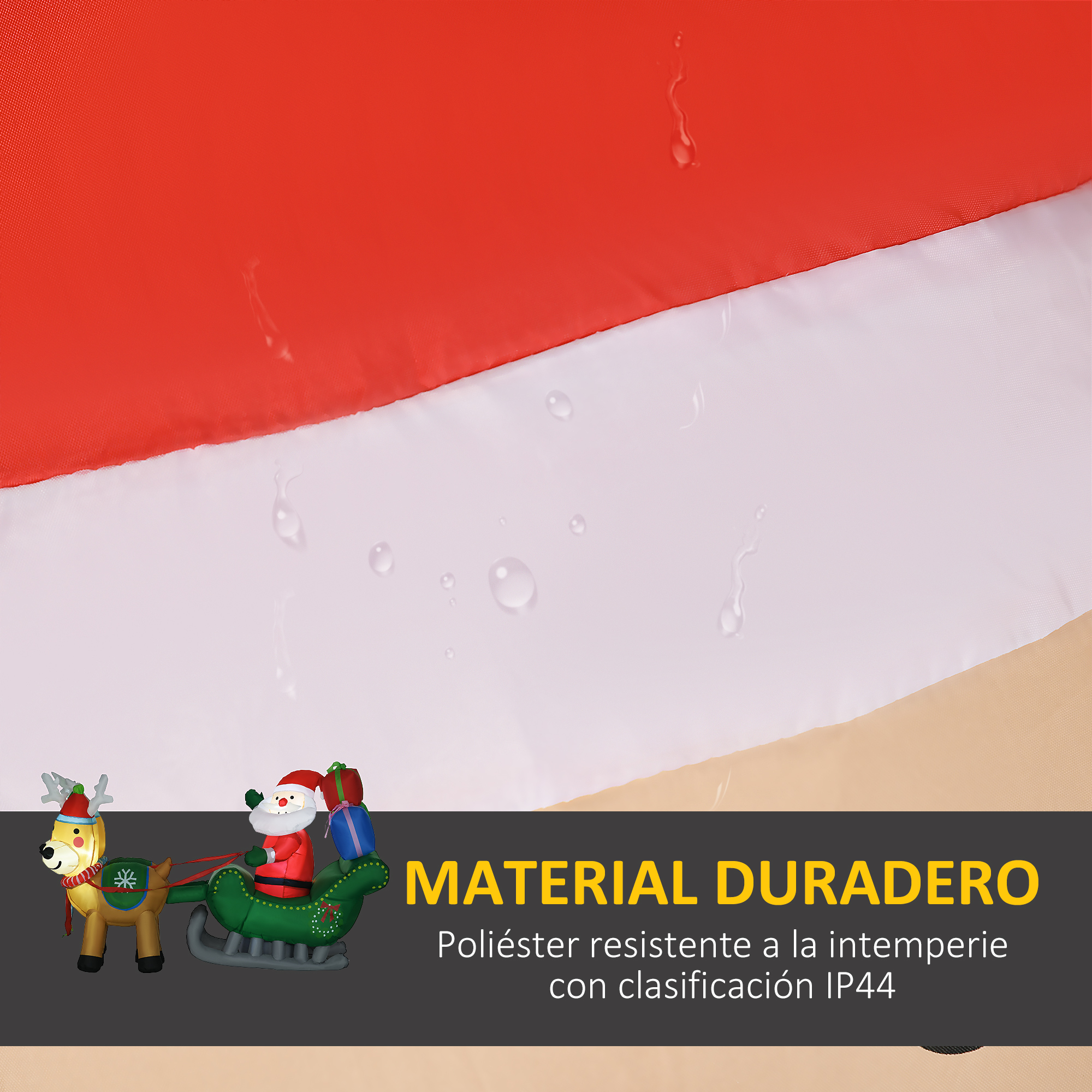 Decoración inflable de Papá Noel con trineo y renos, duradera e impermeable.