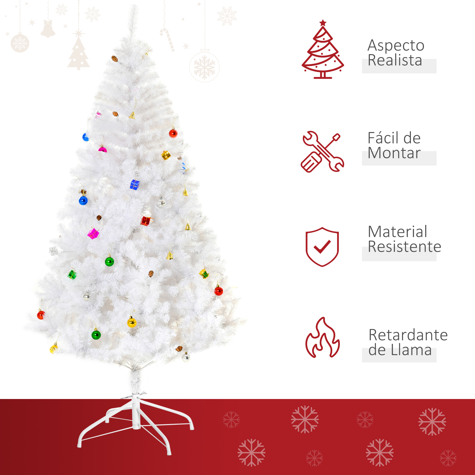 Instrucciones paso a paso para dar forma a un árbol de Navidad, numeradas 1-4.