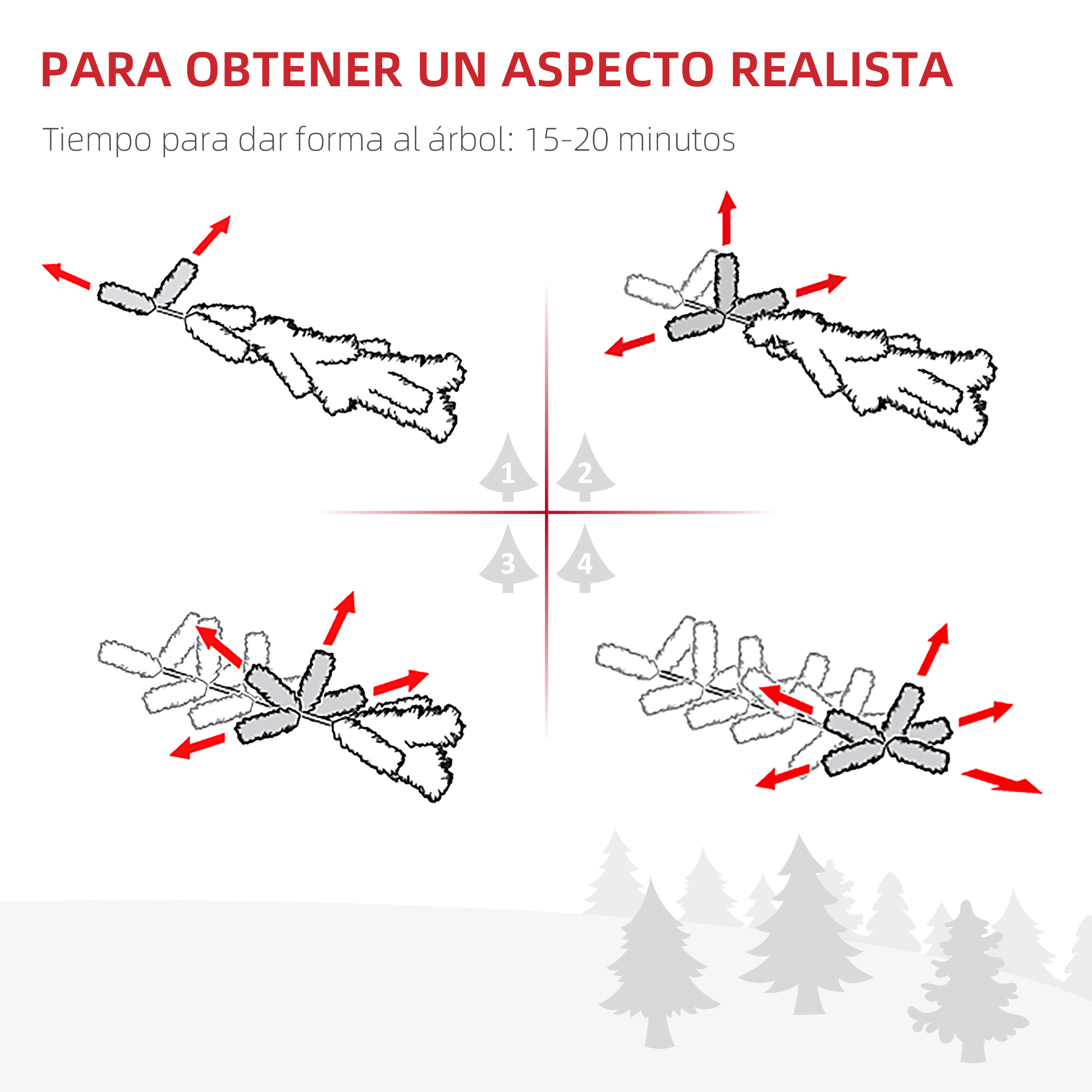 Instrucciones para dar forma a un árbol de Navidad con flechas.