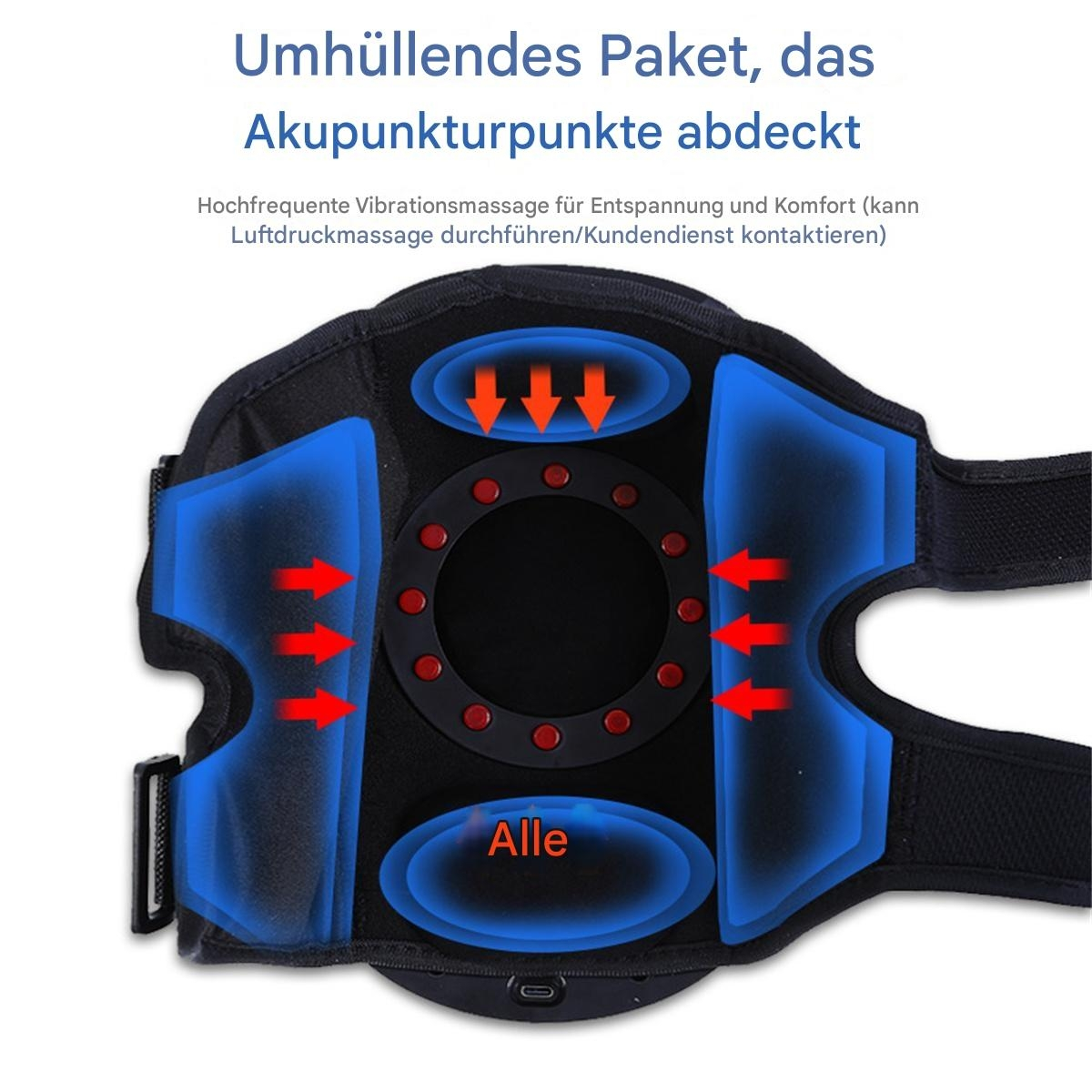 Nahaufnahme einer schwarzen Halterung mit roten Kreisen und Pfeilen, auf weißem Hintergrund.